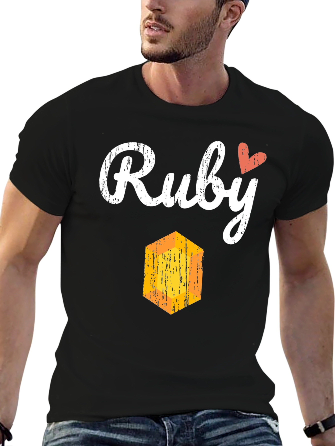 Ruby Heart Graphic Black T-Shirt