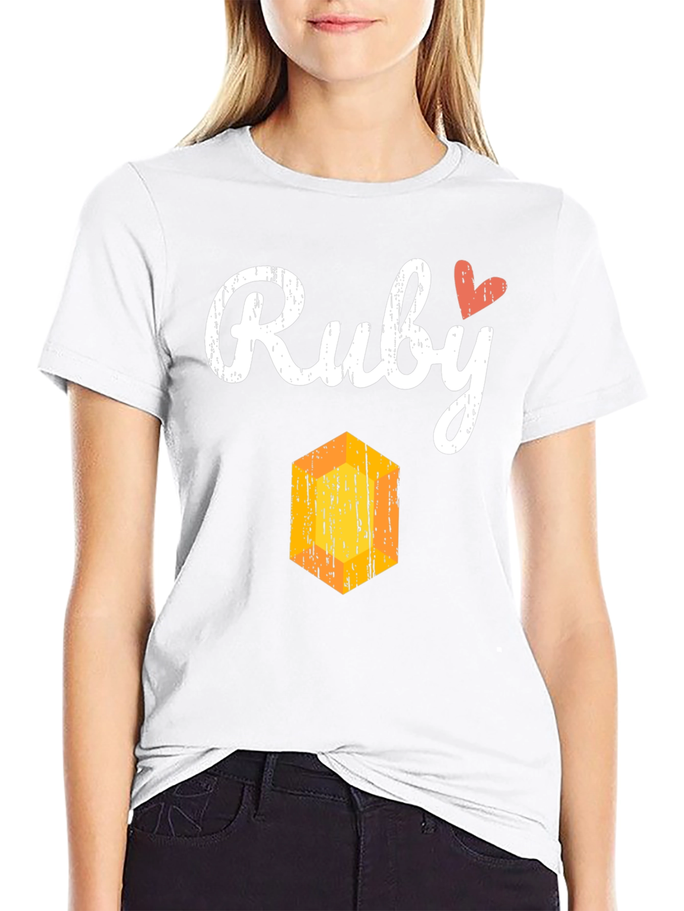 Ruby Heart Graphic Black T-Shirt
