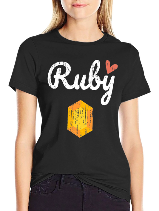Ruby Heart Graphic Black T-Shirt