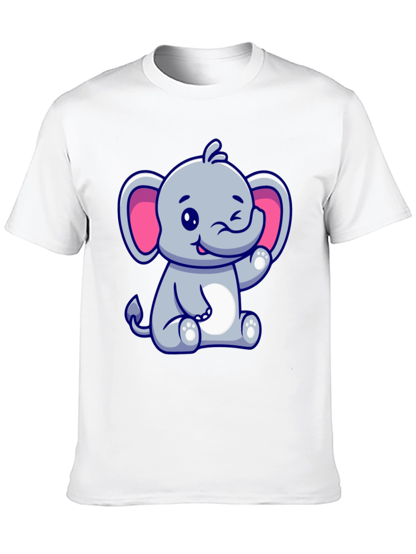 Cute Cartoon Elephant Graphic Tee - Black Cotton Shirt