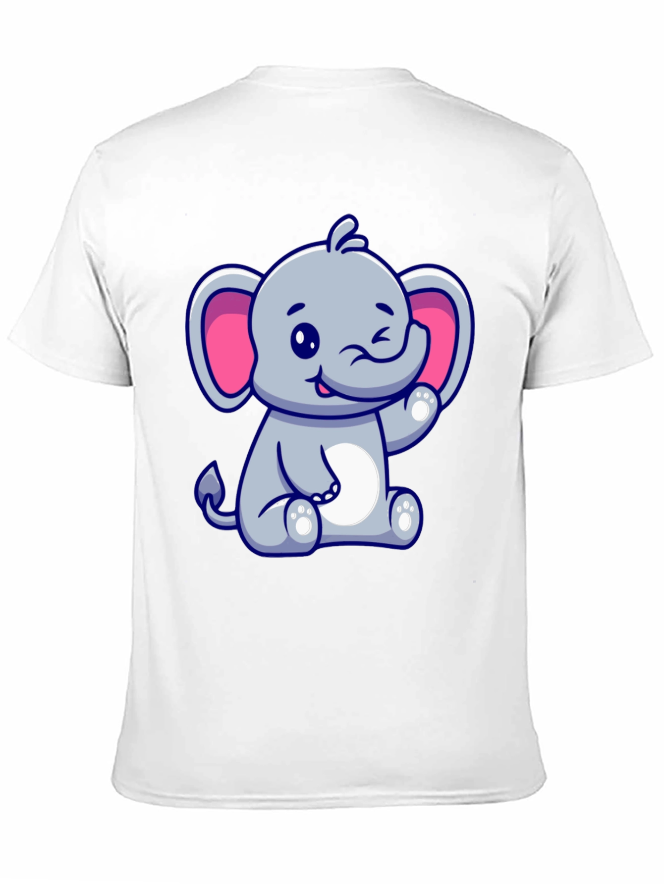 Cute Cartoon Elephant Graphic Tee - Black Cotton Shirt