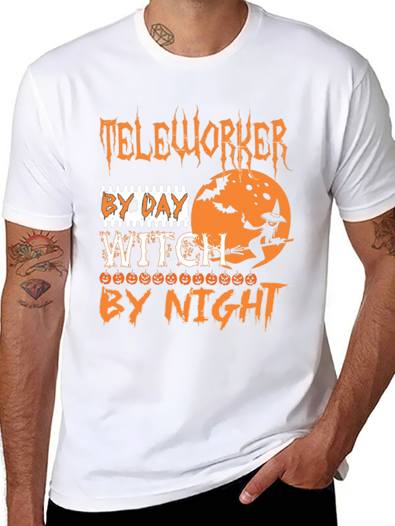 Teleworker Witch Funny Halloween T-Shirt