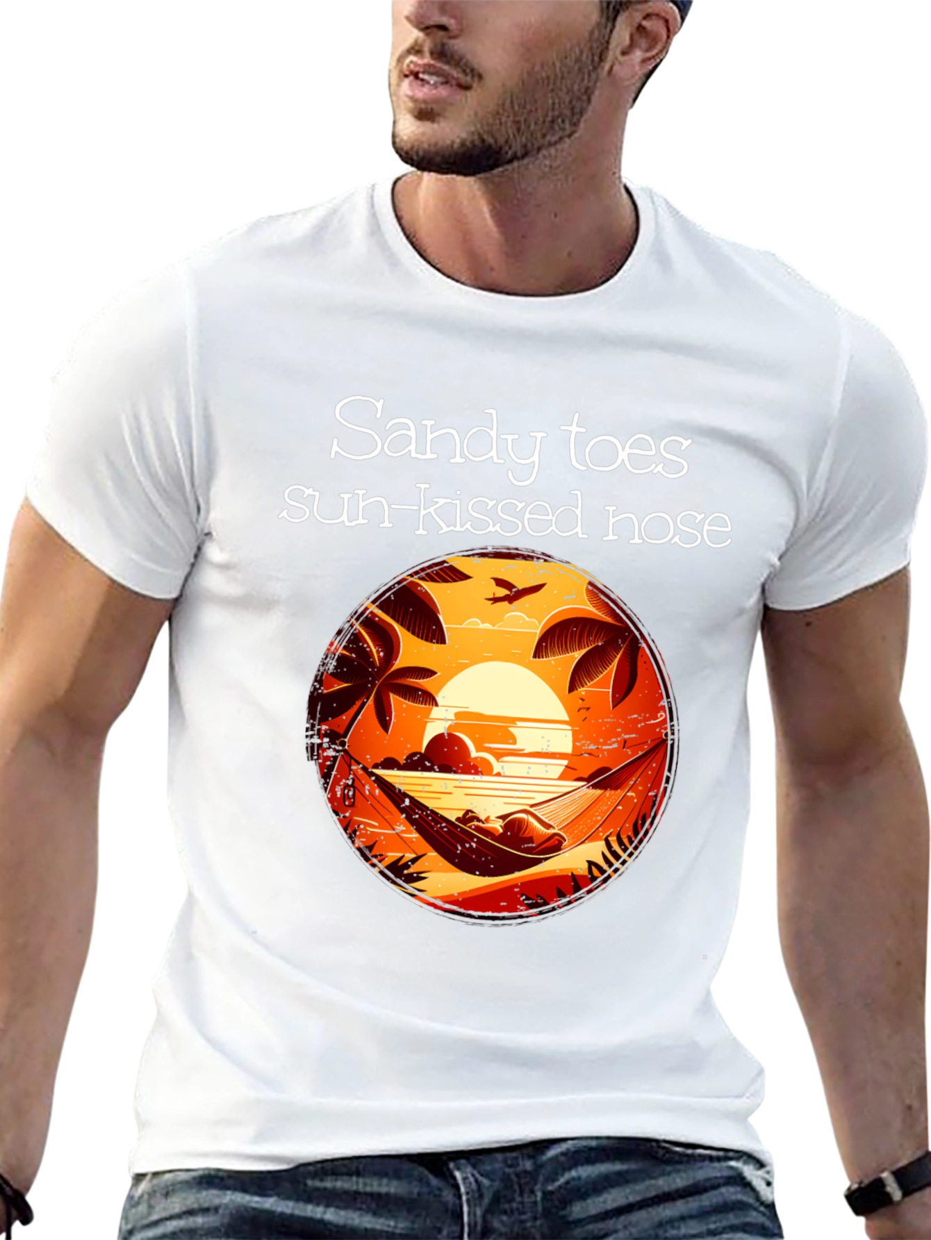 Sandy Toes Sun Kissed Nose Black Graphic T-Shirt