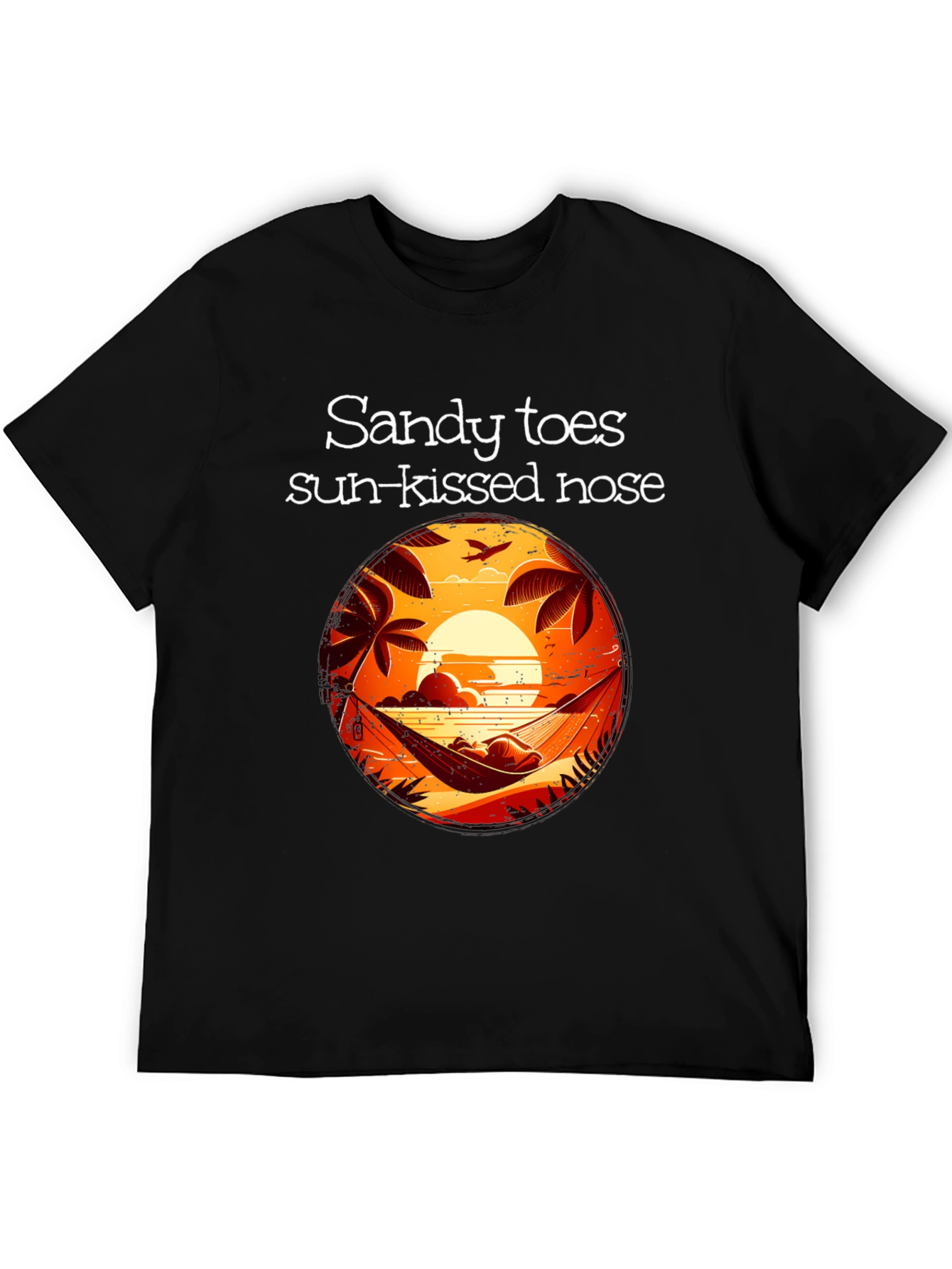 Sandy Toes Sun Kissed Nose Black Graphic T-Shirt
