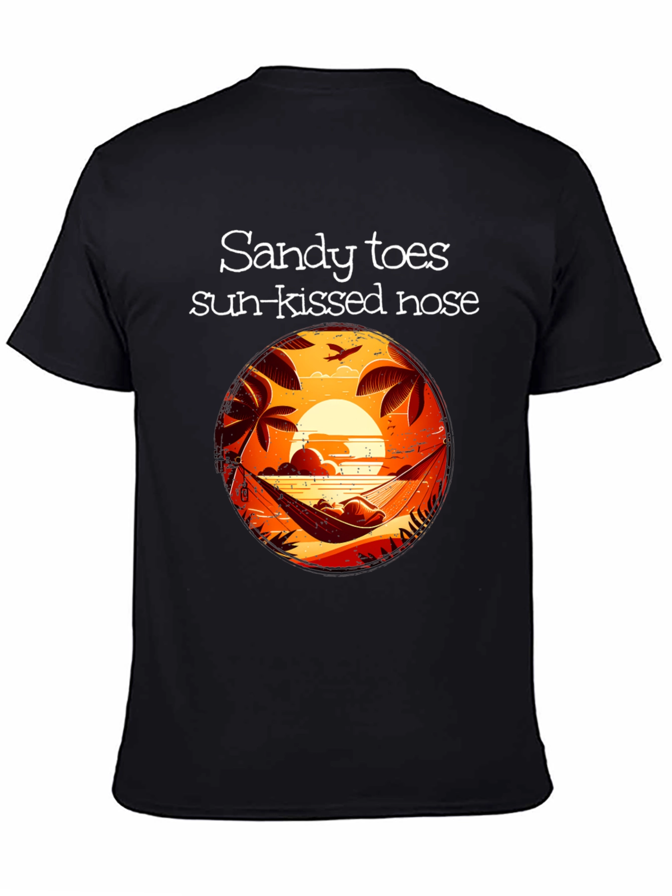 Sandy Toes Sun Kissed Nose Black Graphic T-Shirt