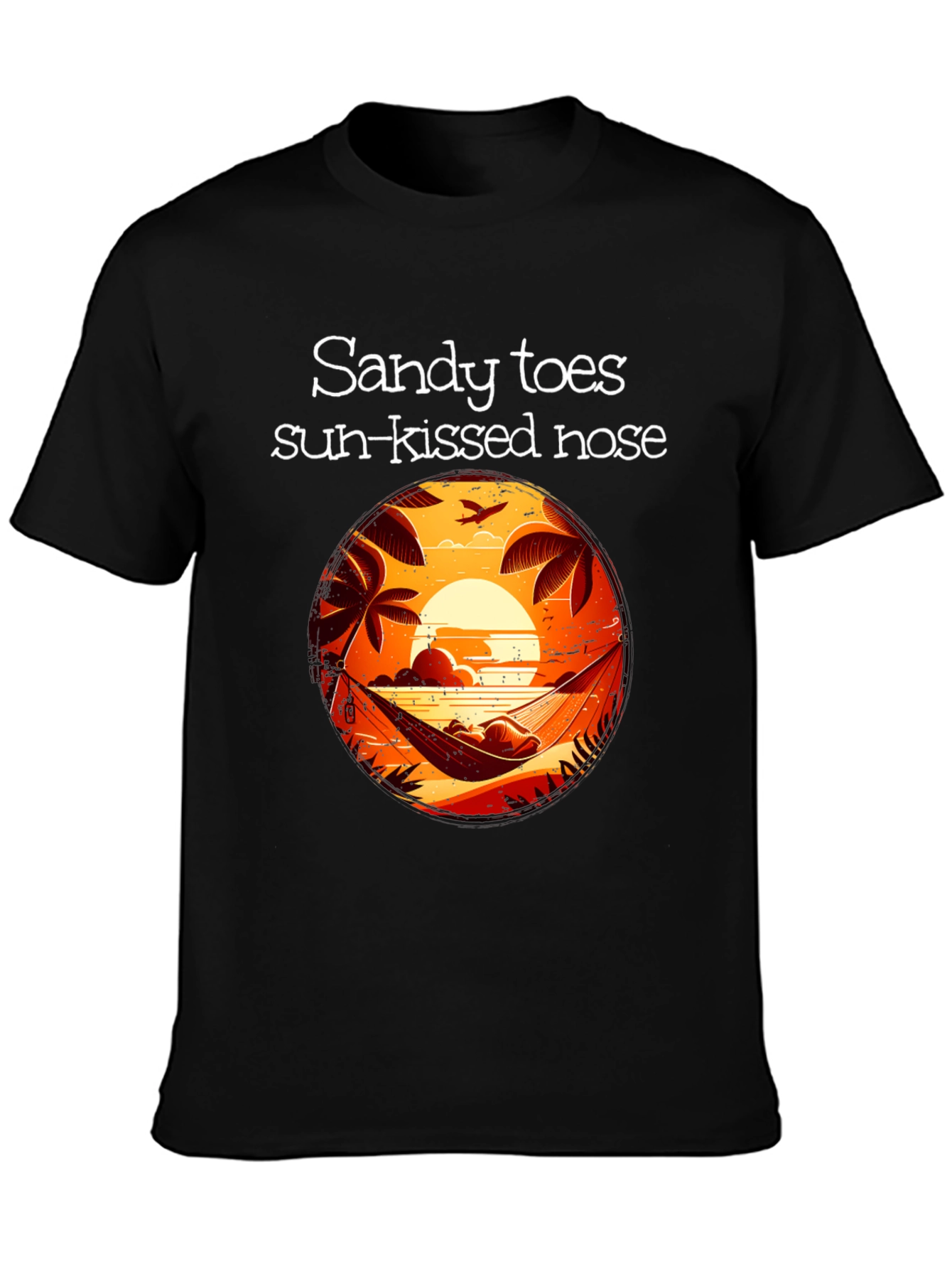 Sandy Toes Sun Kissed Nose Black Graphic T-Shirt