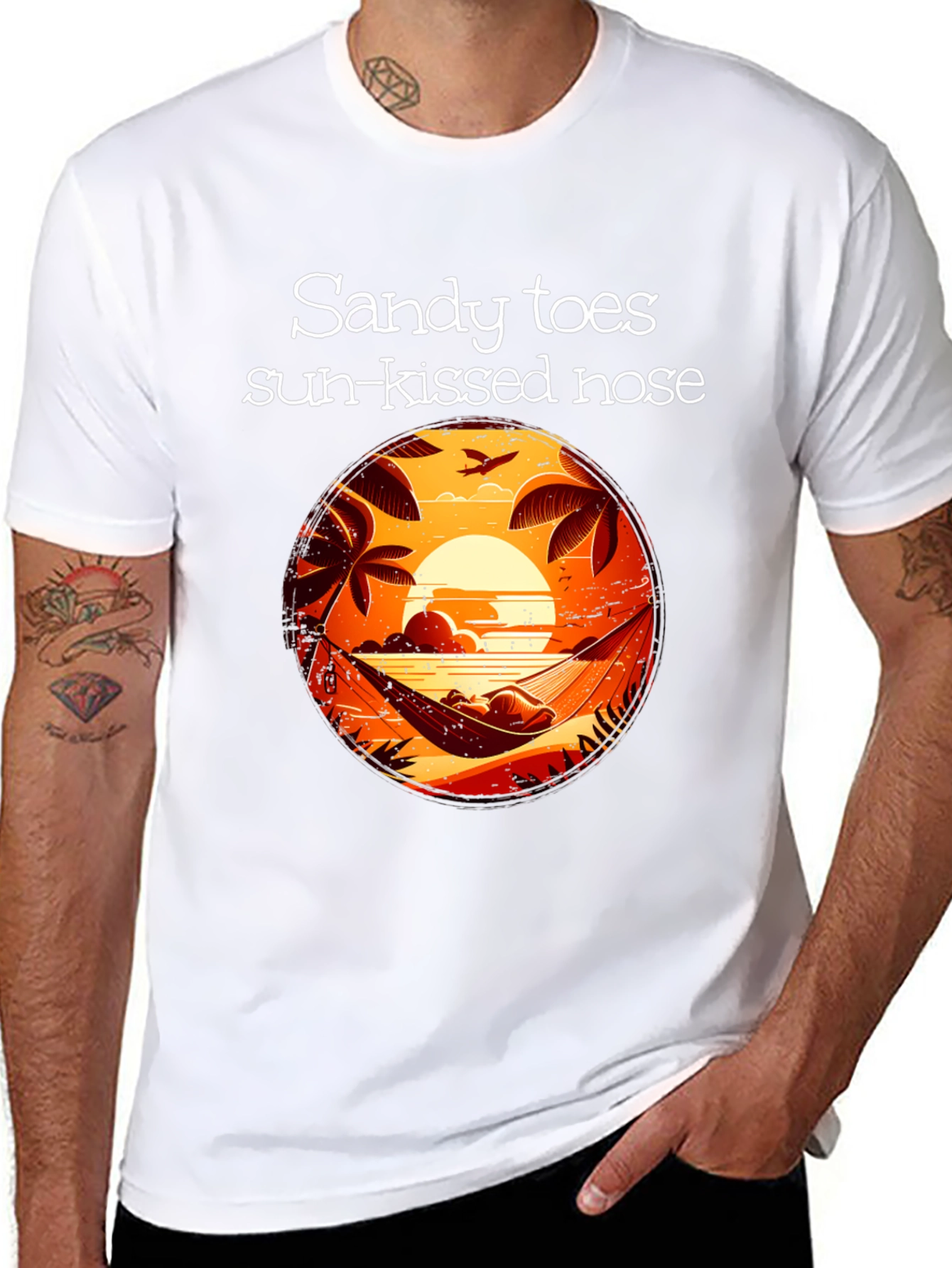 Sandy Toes Sun Kissed Nose Black Graphic T-Shirt