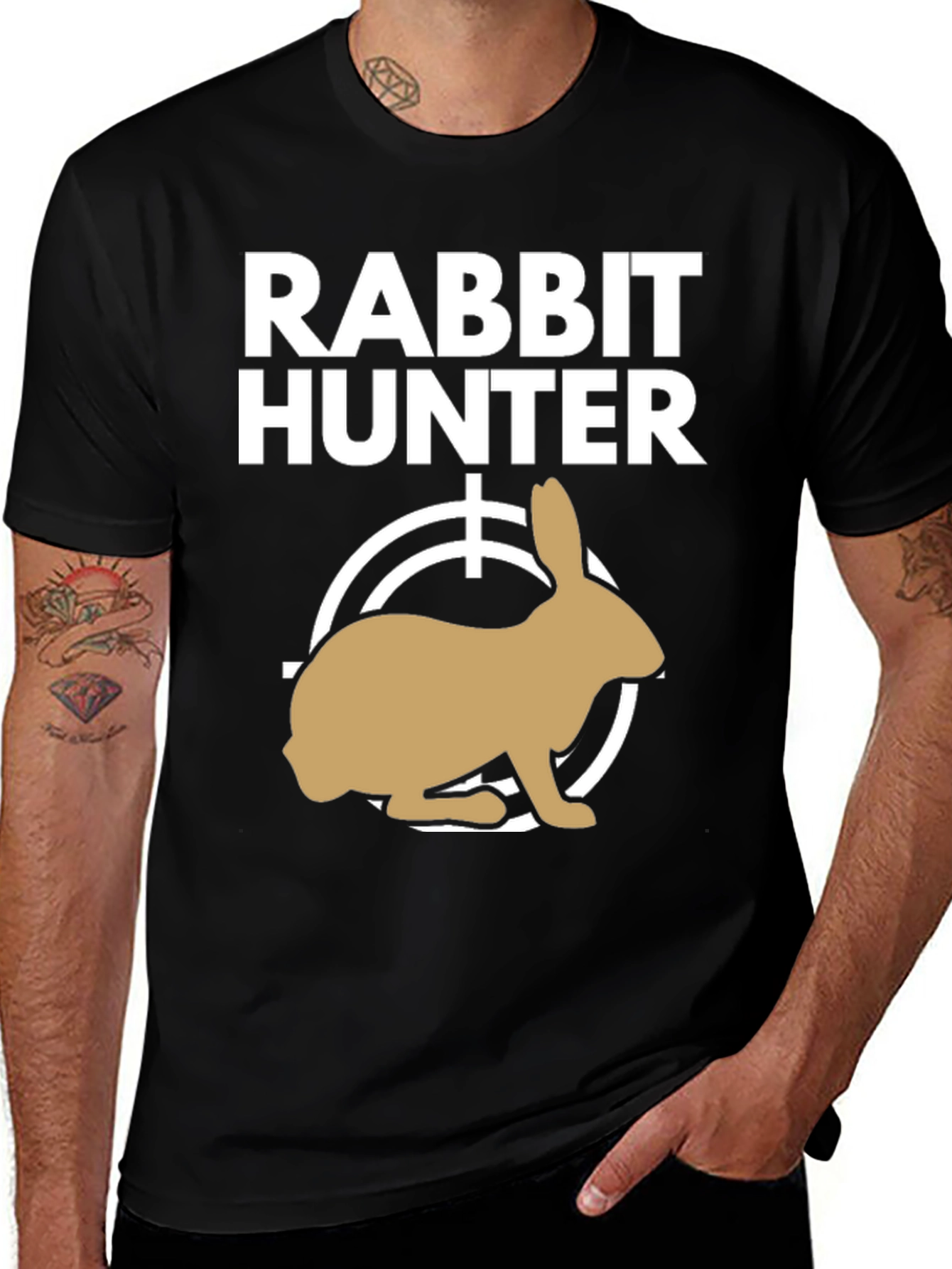 Rabbit Hunter Graphic Tee - Novelty T-Shirt