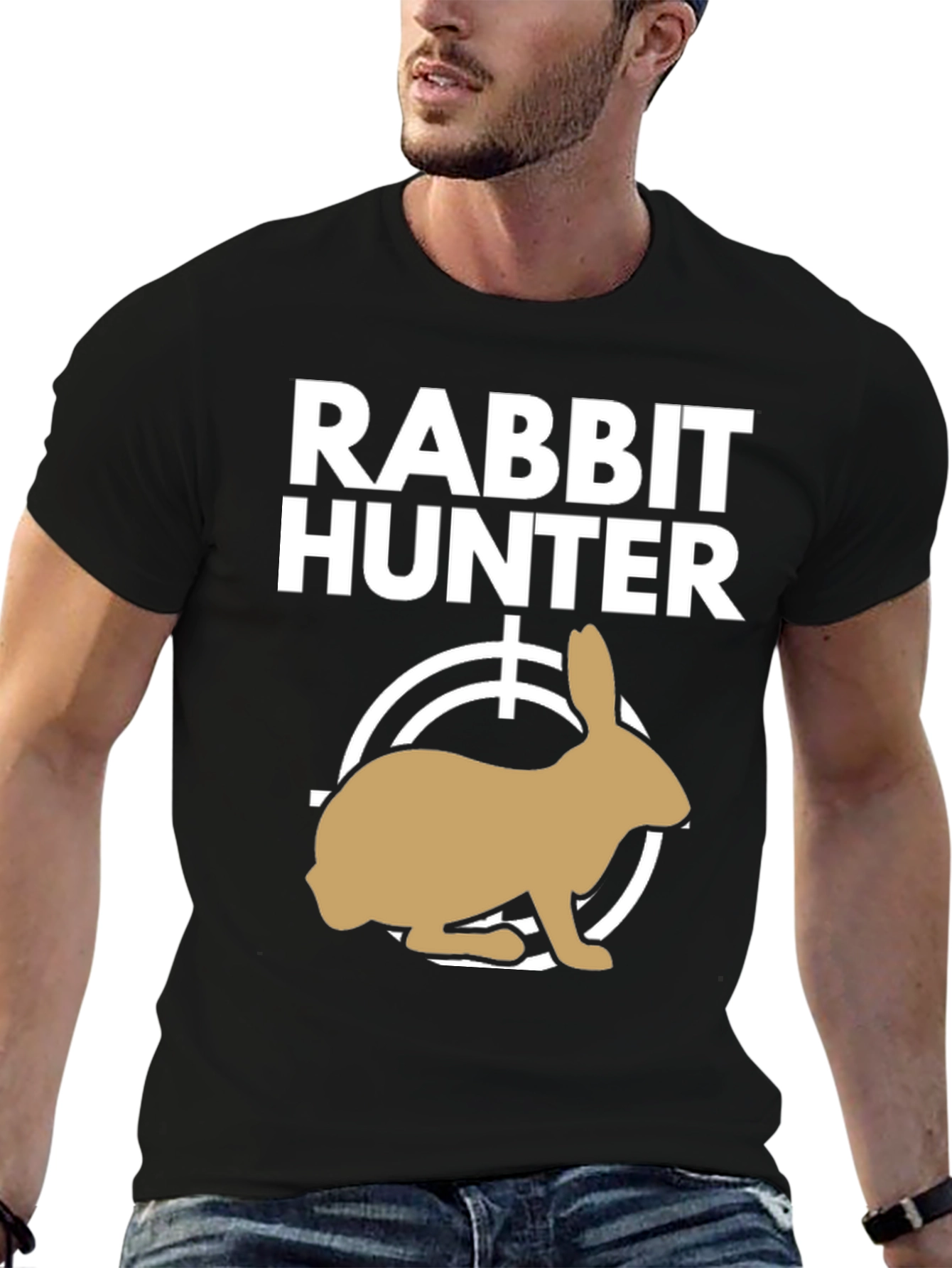 Rabbit Hunter Graphic Tee - Novelty T-Shirt