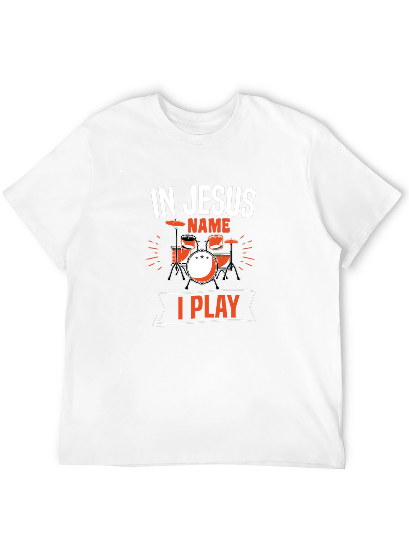 In Jesus Name I Play Drums Black T-Shirt