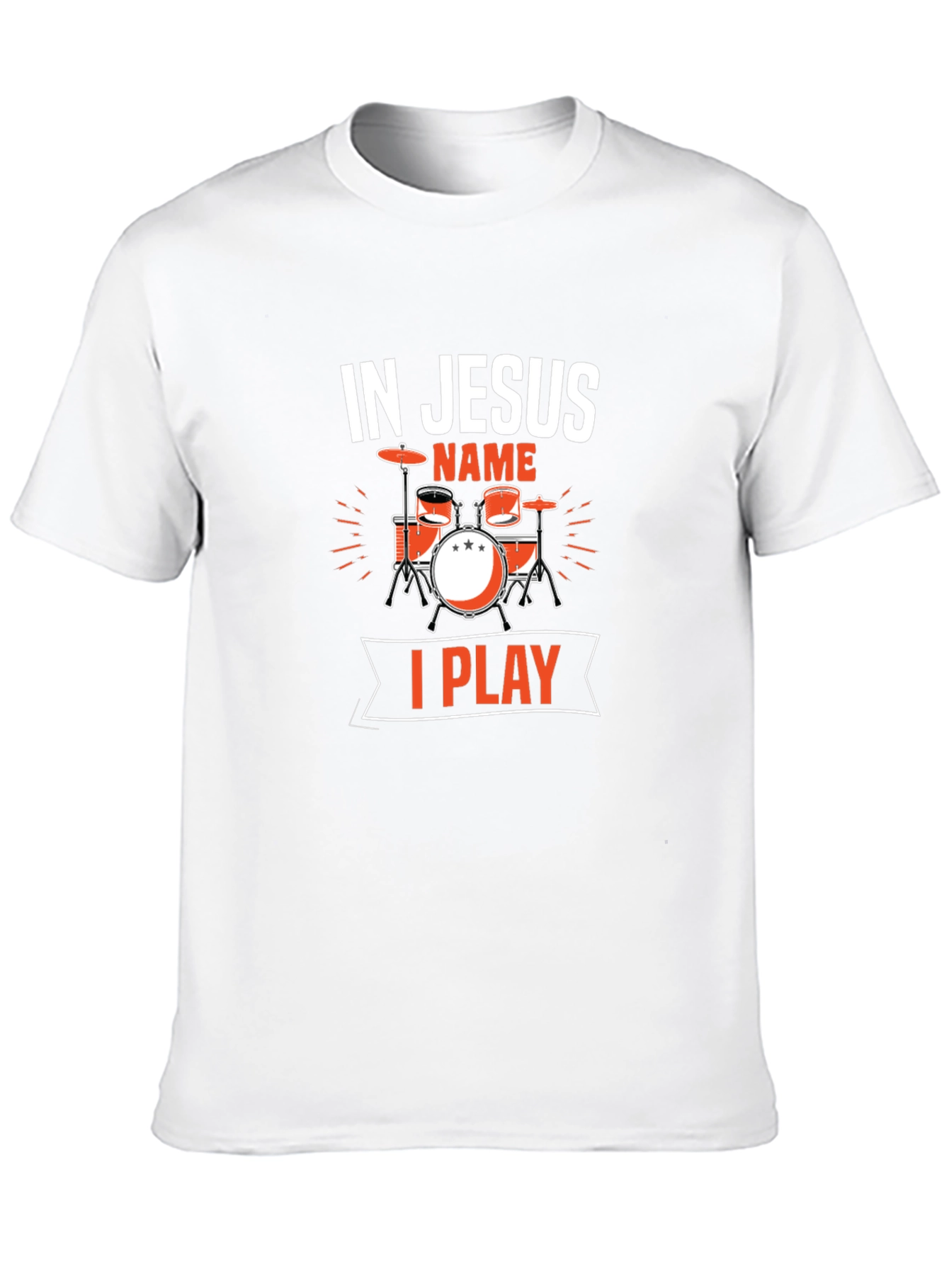 In Jesus Name I Play Drums Black T-Shirt