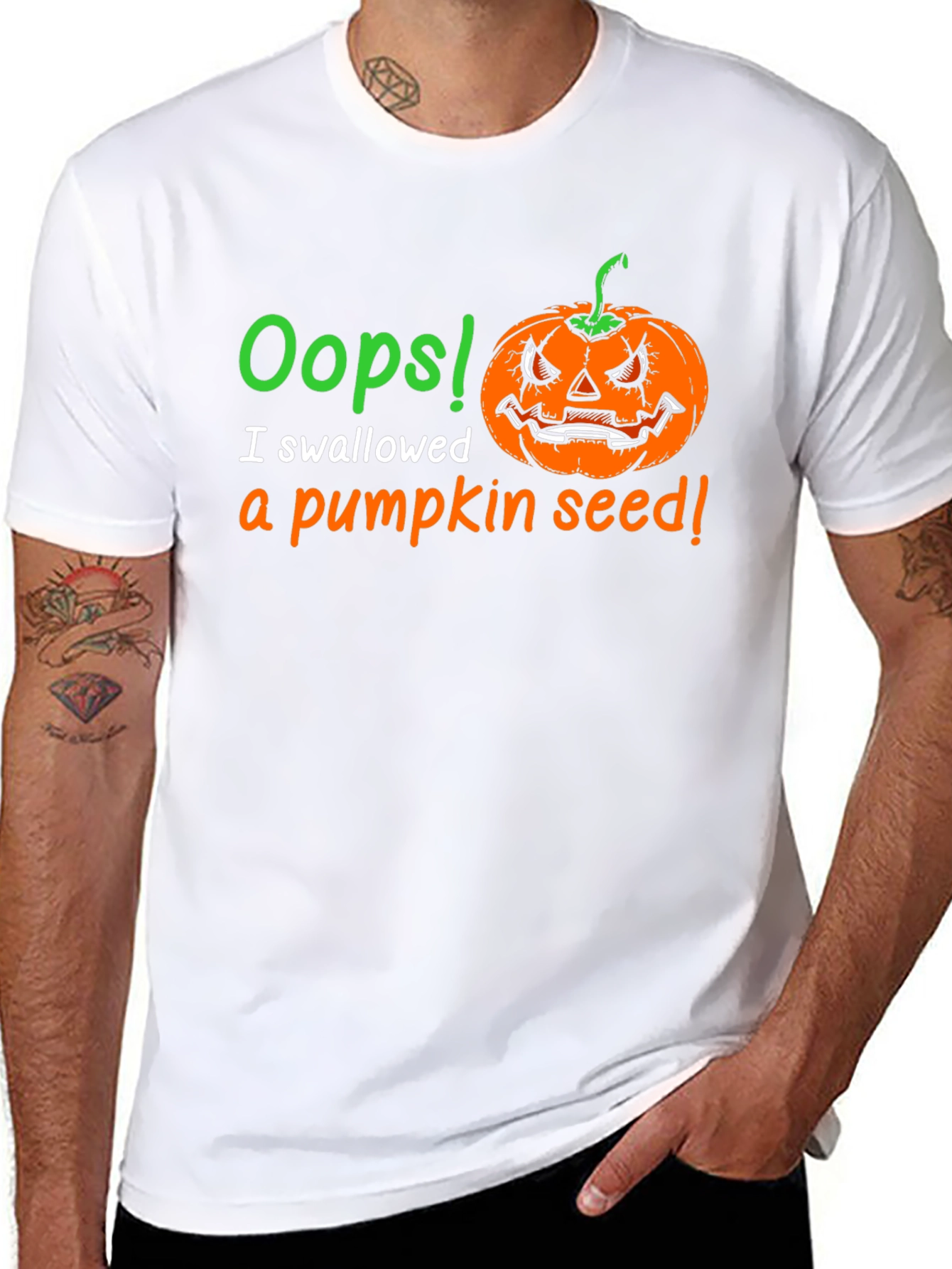 Oops! Pumpkin Seed Graphic Tee - Halloween Fun