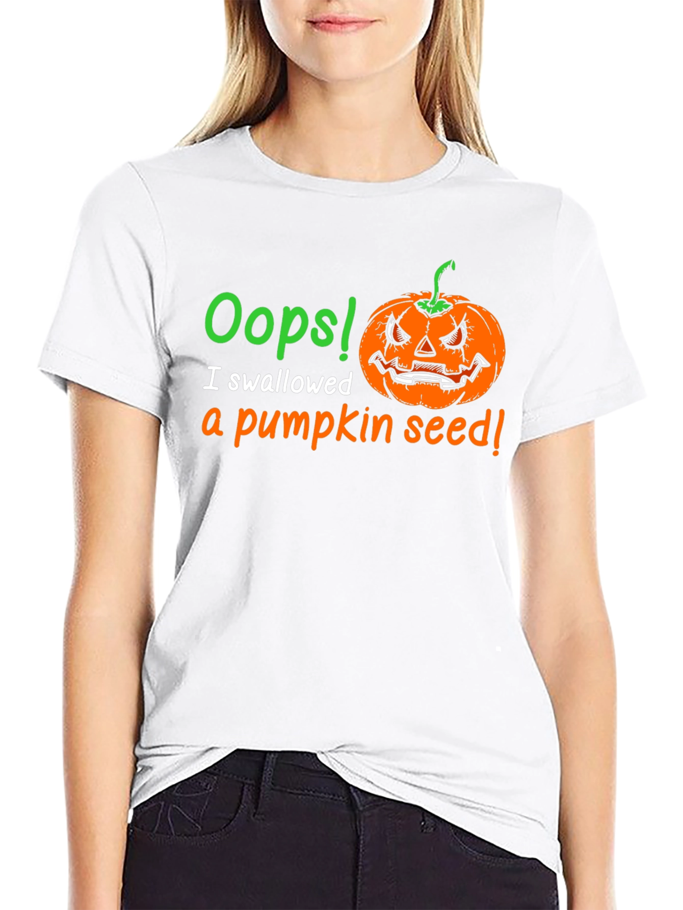 Oops! Pumpkin Seed Graphic Tee - Halloween Fun