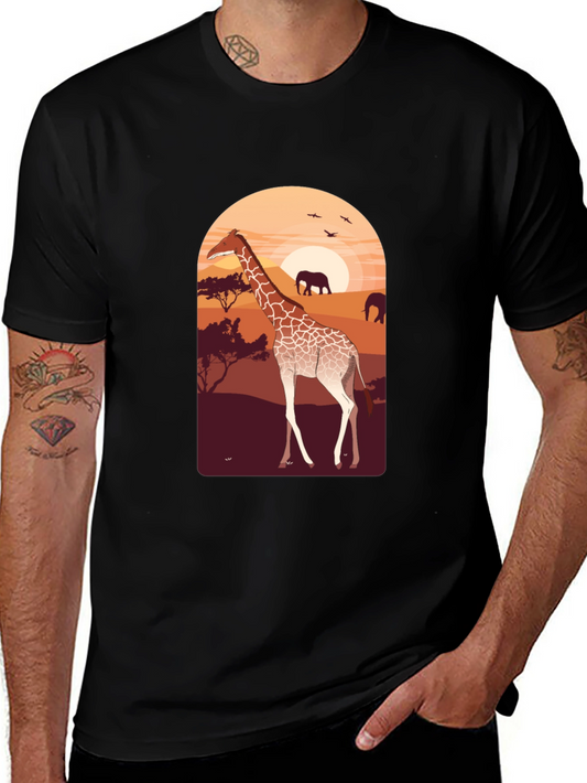 Safari Giraffe Graphic Tee - Unisex Black T-Shirt