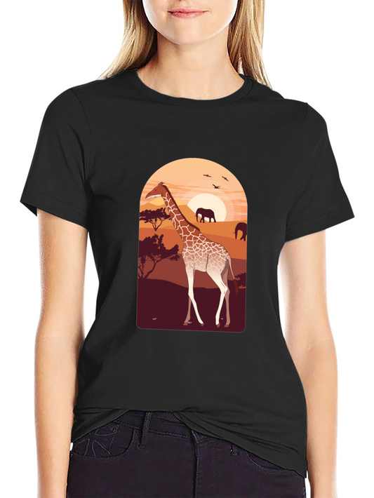 Safari Giraffe Graphic Tee - Unisex Black T-Shirt
