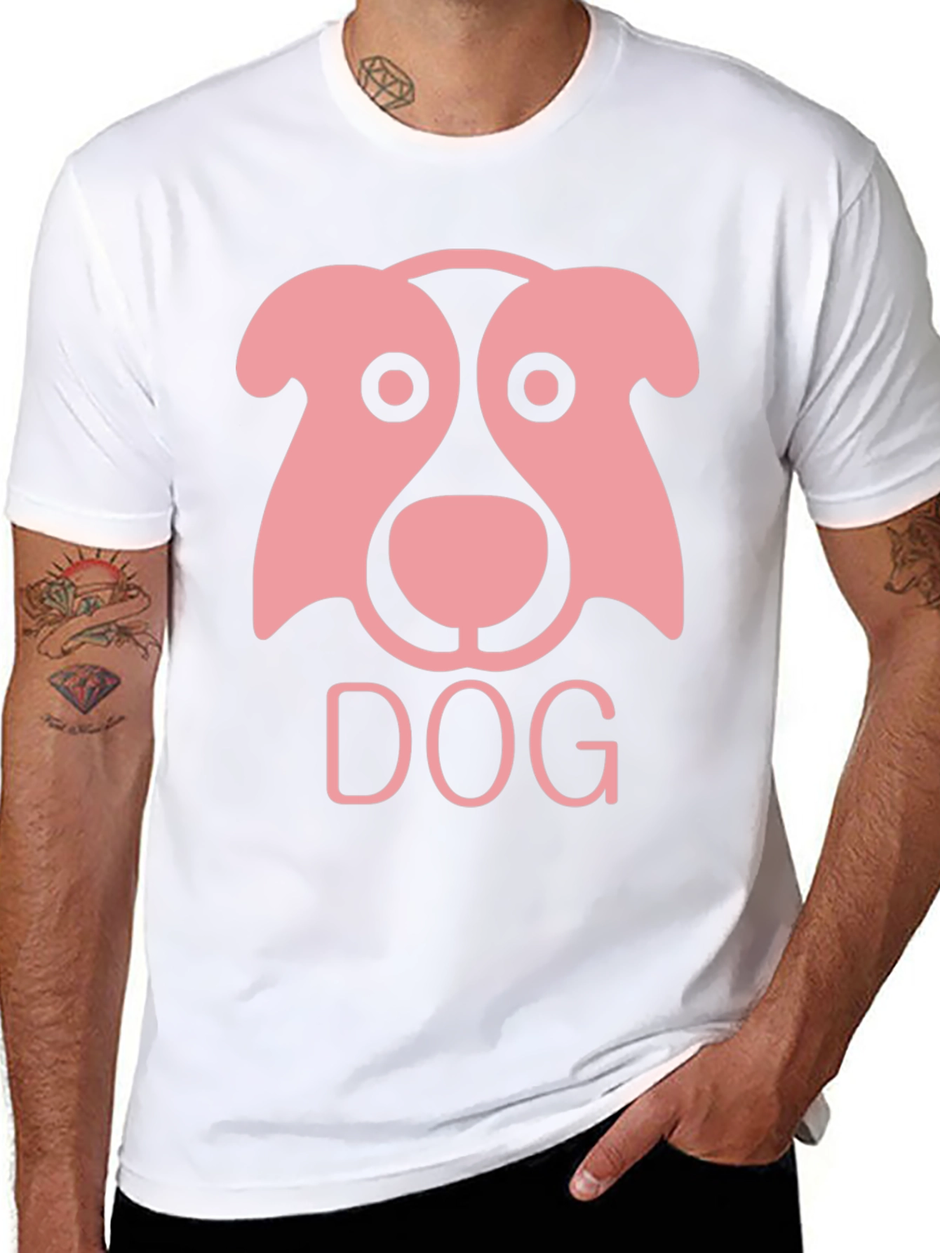 Dog Graphic Tee - Black Cotton T-Shirt