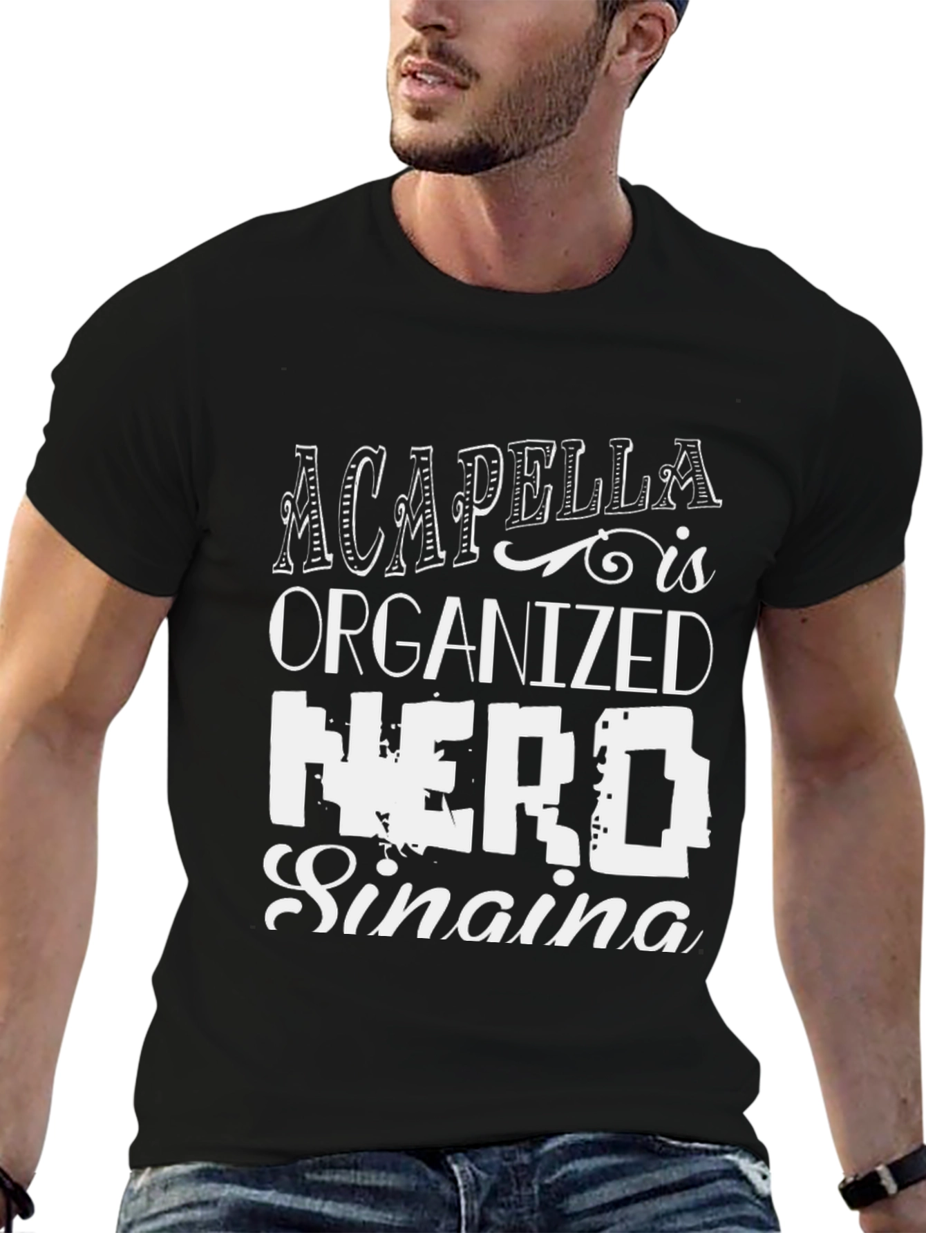 Acappella Organized Nerd Singing Black T-Shirt