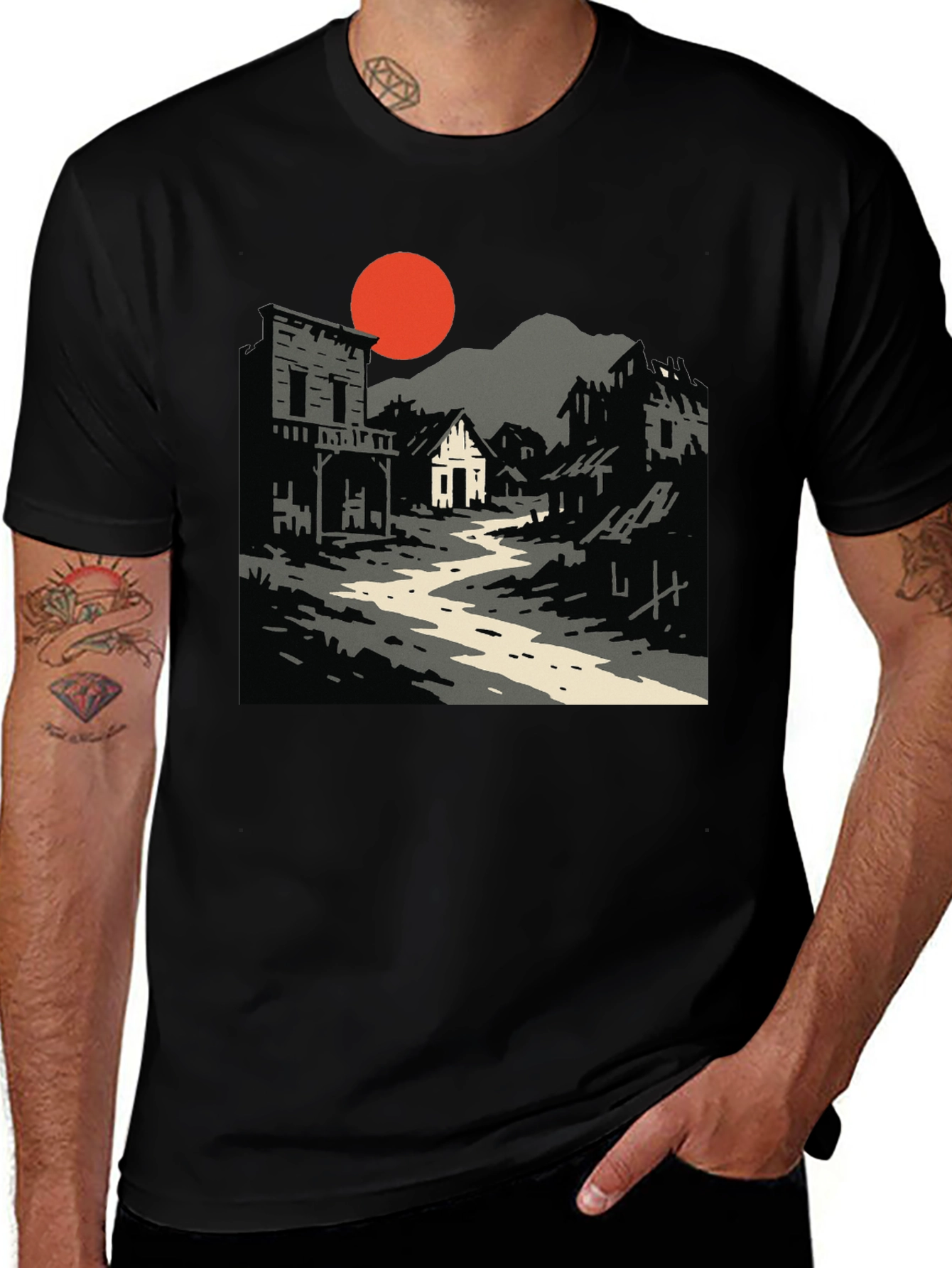 Western Ghost Town Graphic Tee - Retro Style