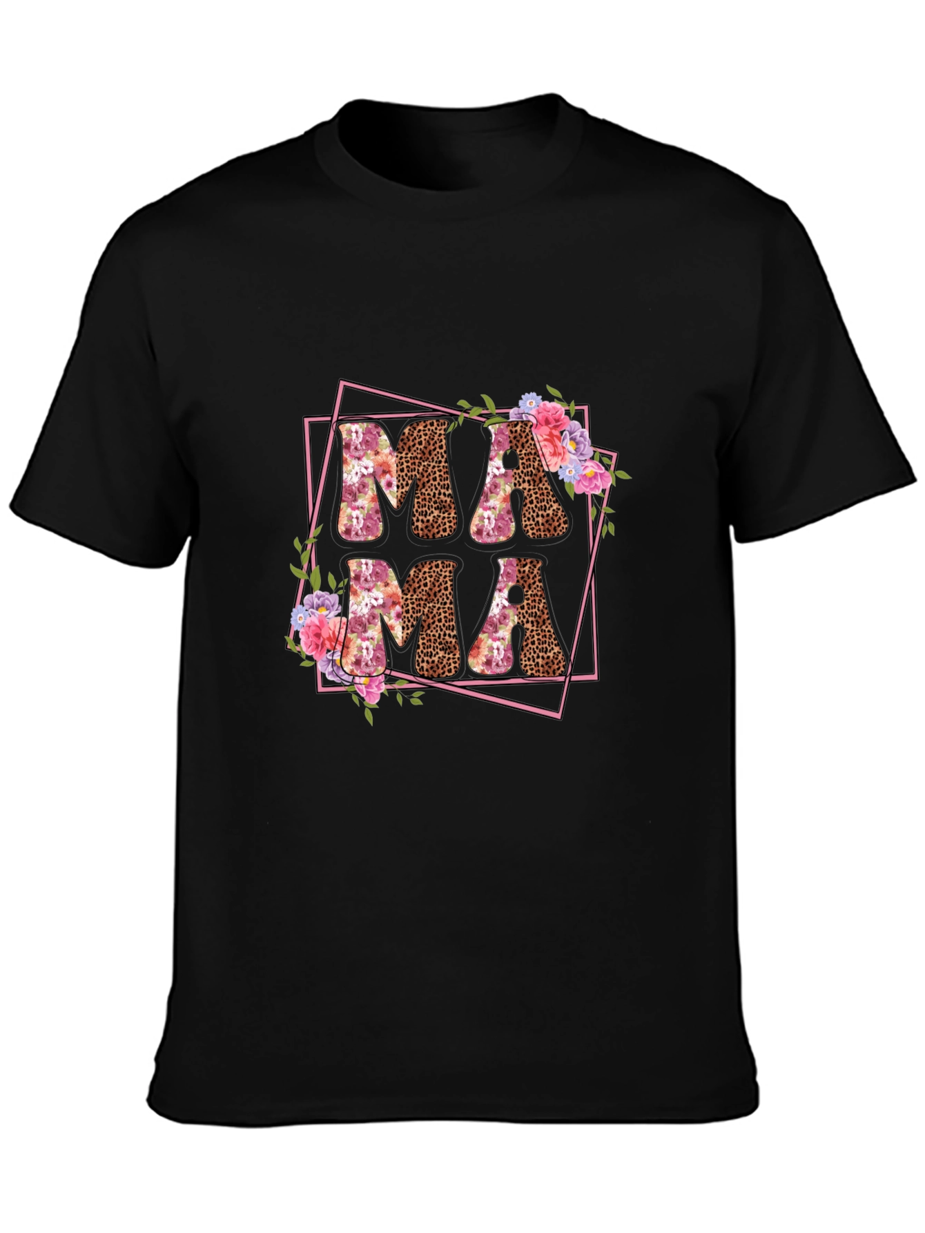 Mama Leopard Print Floral T-Shirt