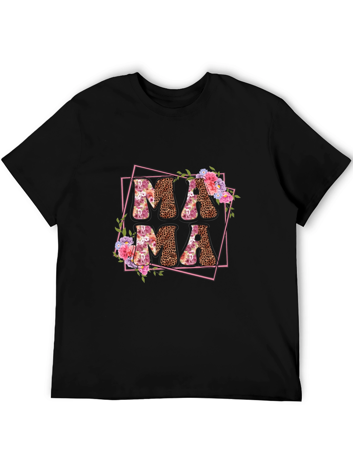 Mama Leopard Print Floral T-Shirt