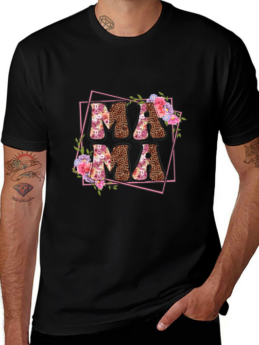 Mama Leopard Print Floral T-Shirt