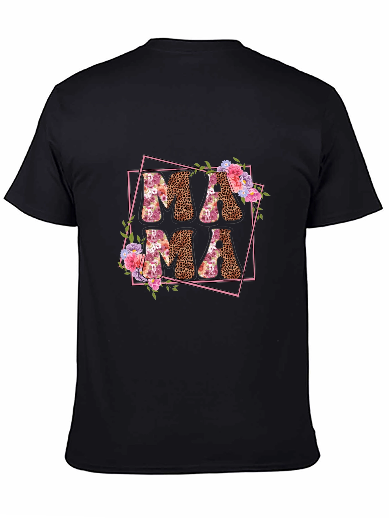 Mama Leopard Print Floral T-Shirt