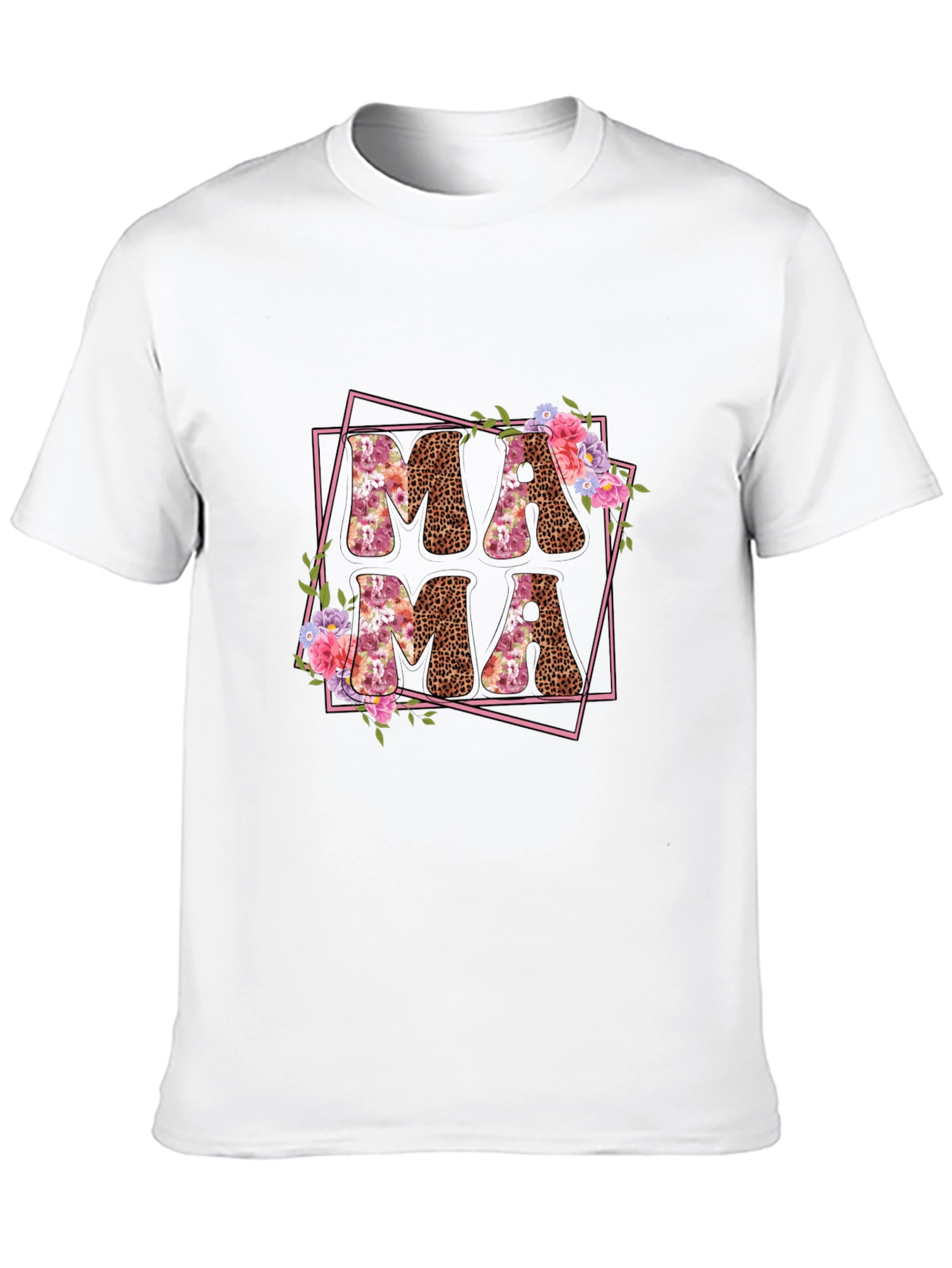 Mama Leopard Print Floral T-Shirt
