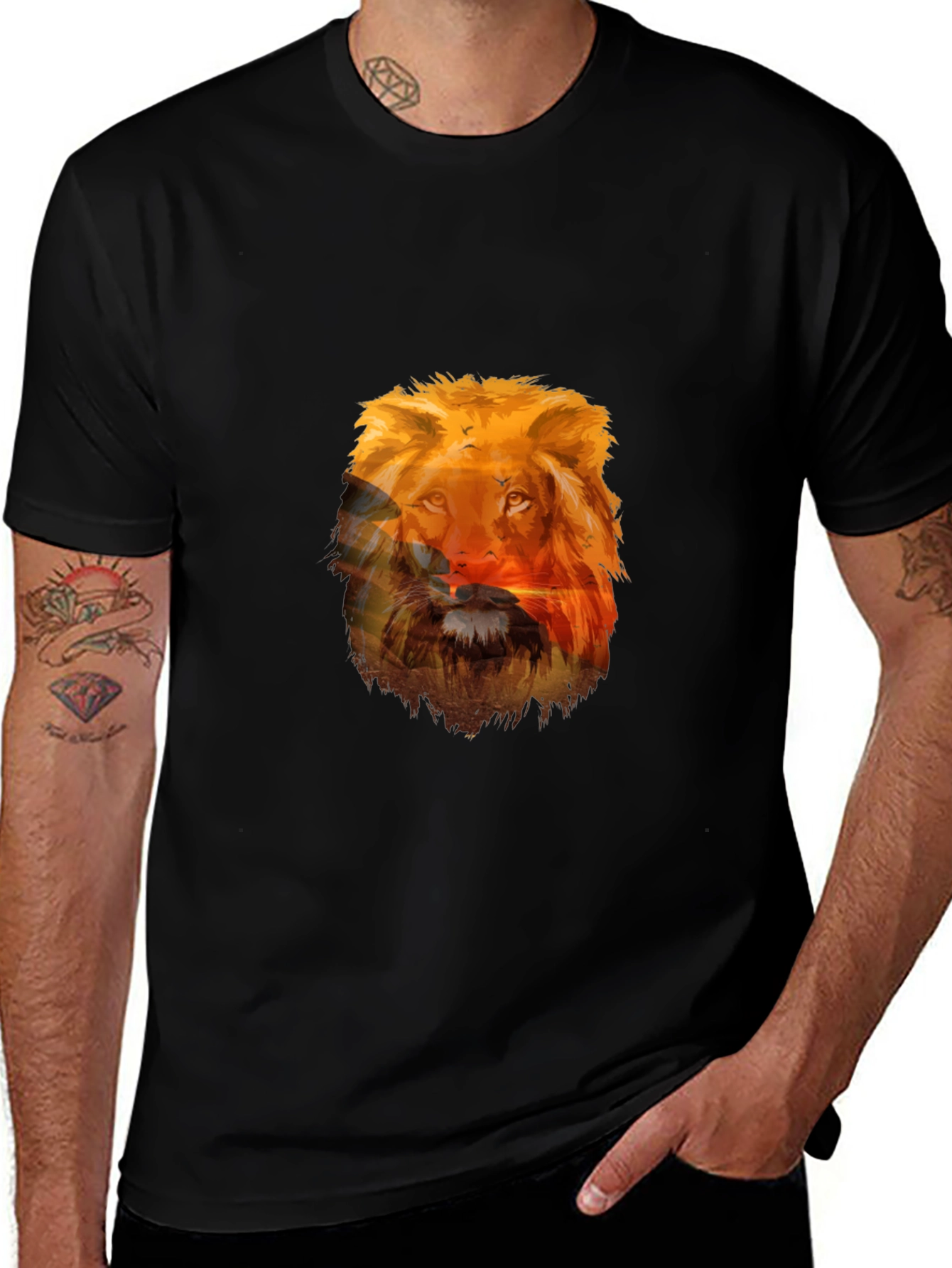 Lion Graphic Black T-Shirt
