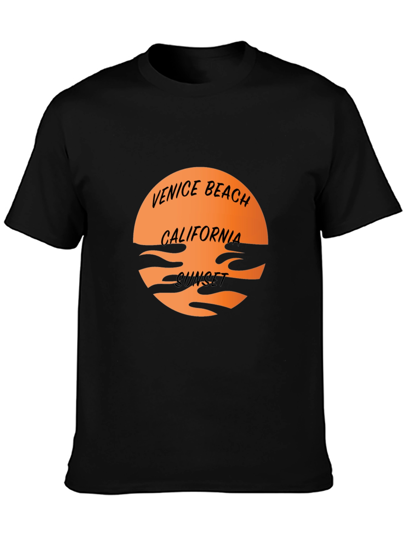 Venice Beach California Sunset Black T-Shirt