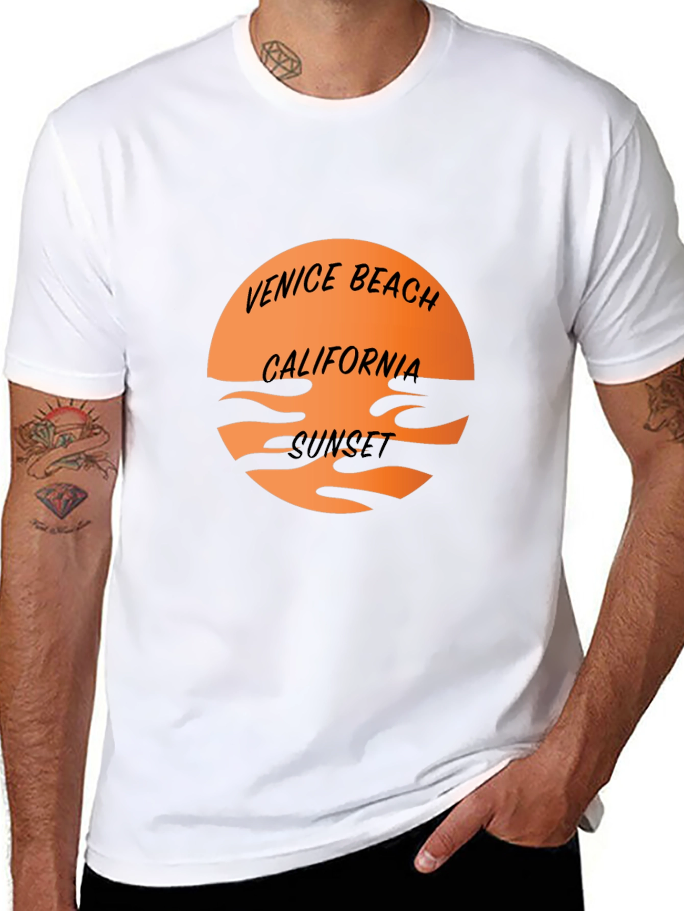 Venice Beach California Sunset Black T-Shirt
