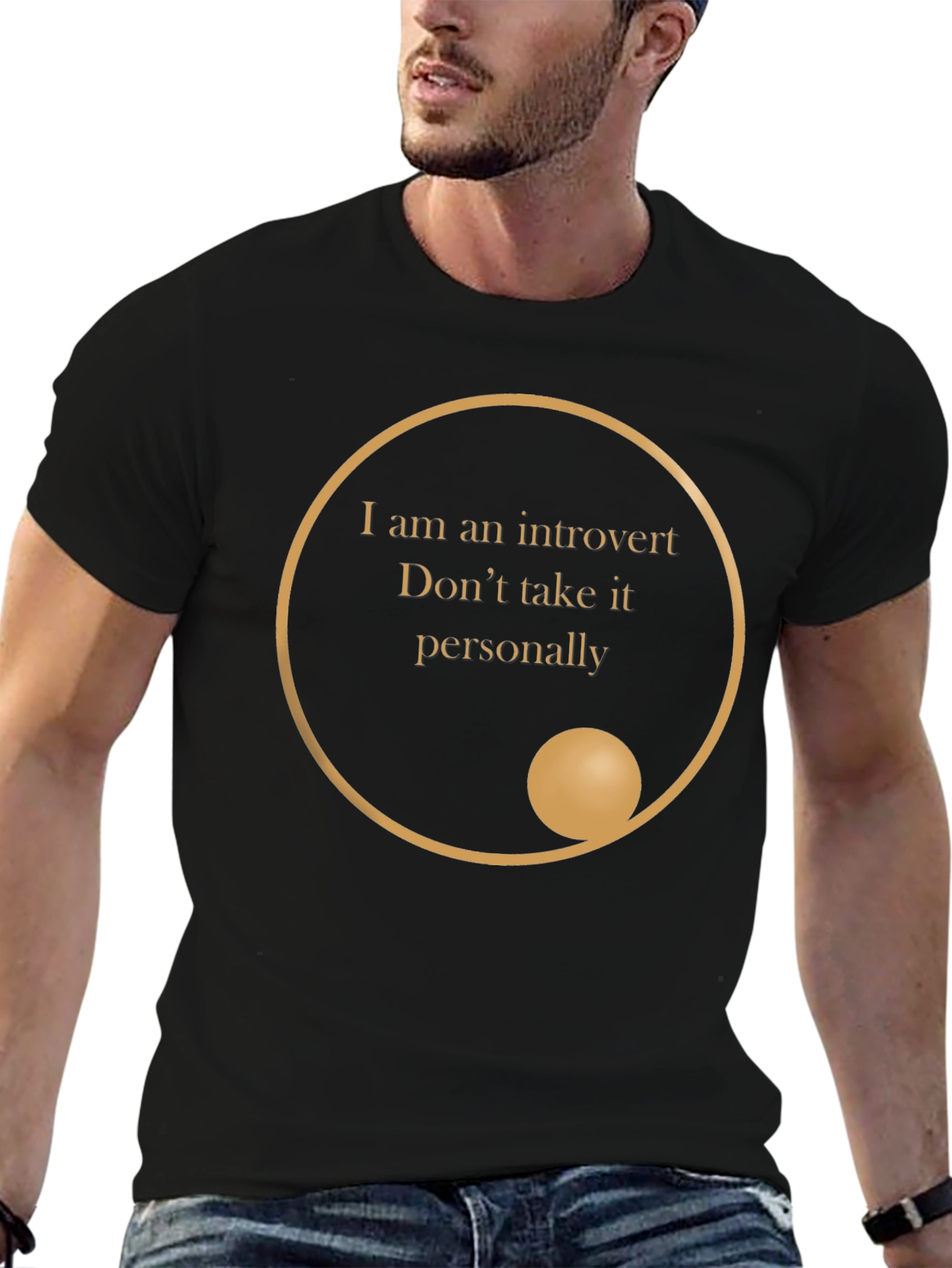 Introvert Statement T-Shirt - Black Crew Neck Tee