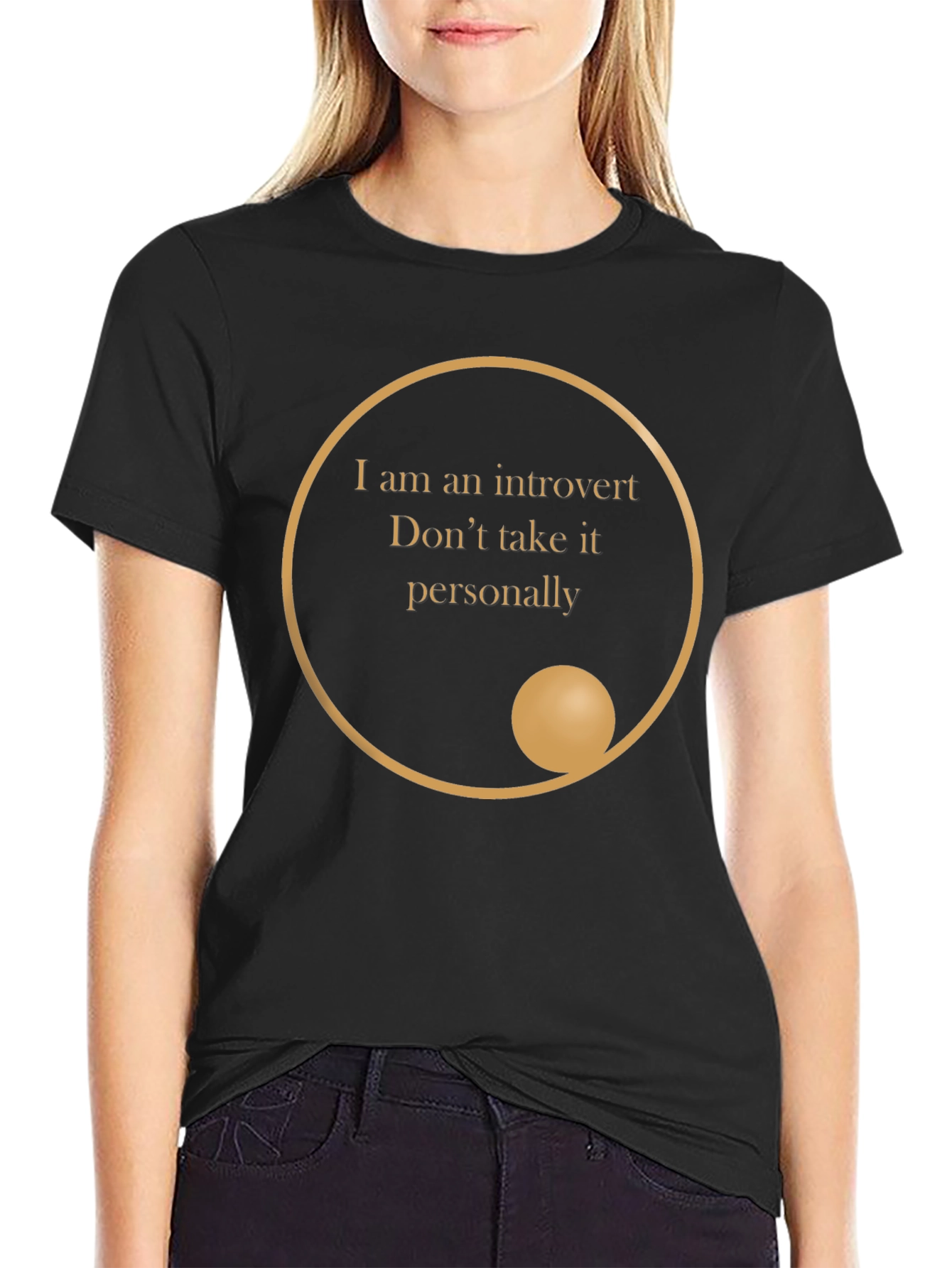 Introvert Statement T-Shirt - Black Crew Neck Tee