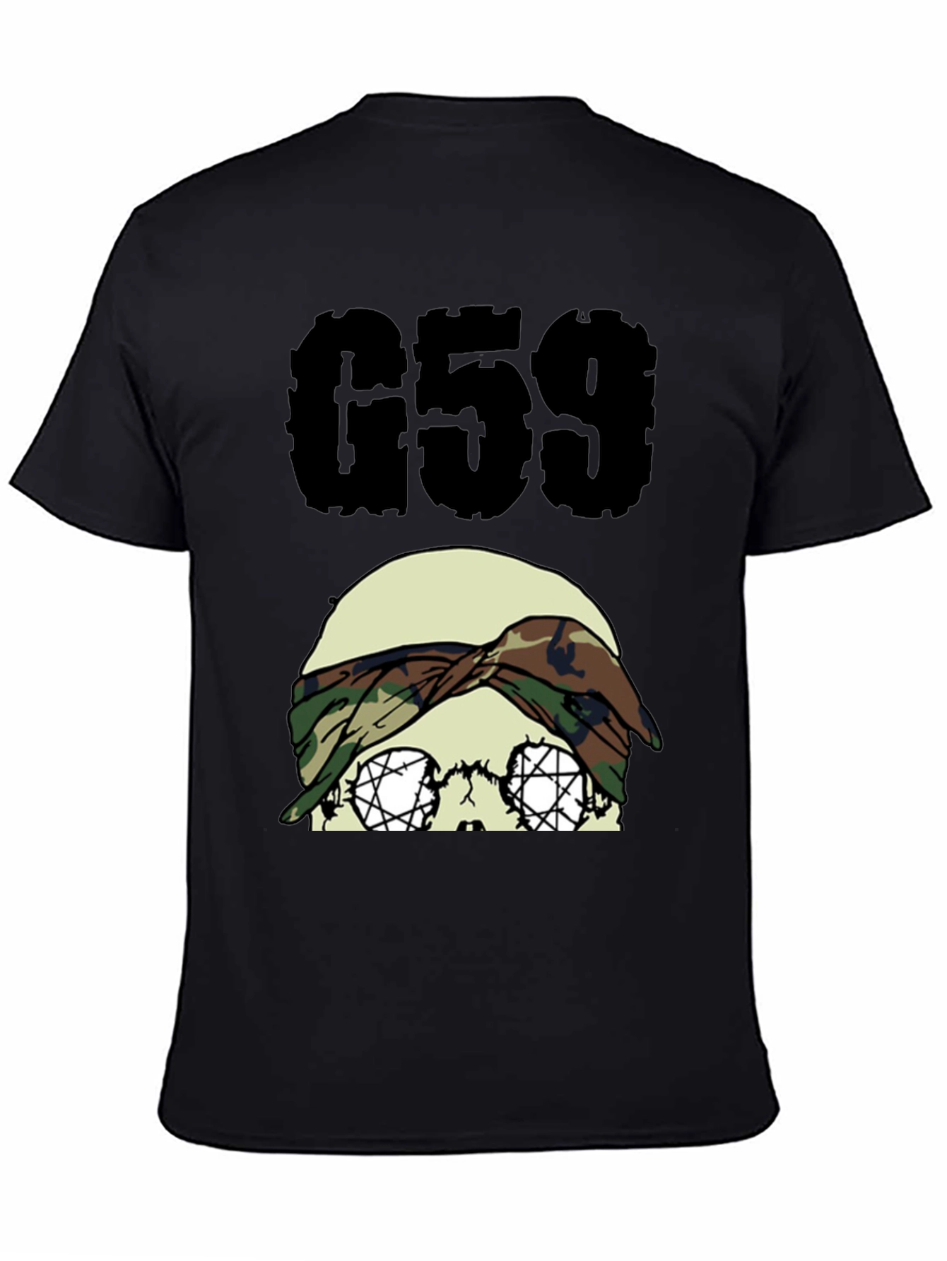 G59 Skull Camo Headband Black Graphic Tee