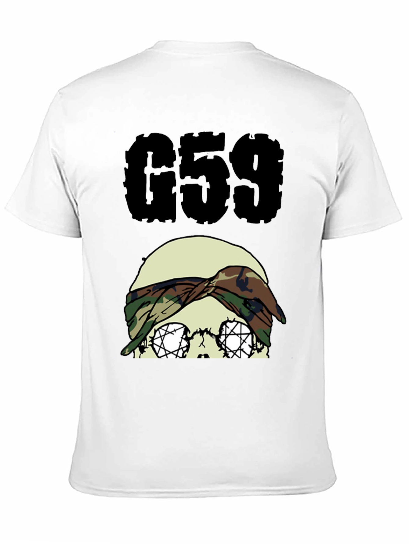 G59 Skull Camo Headband Black Graphic Tee