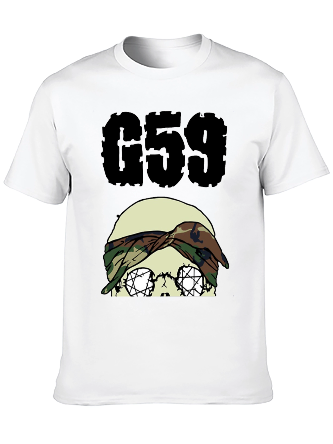 G59 Skull Camo Headband Black Graphic Tee