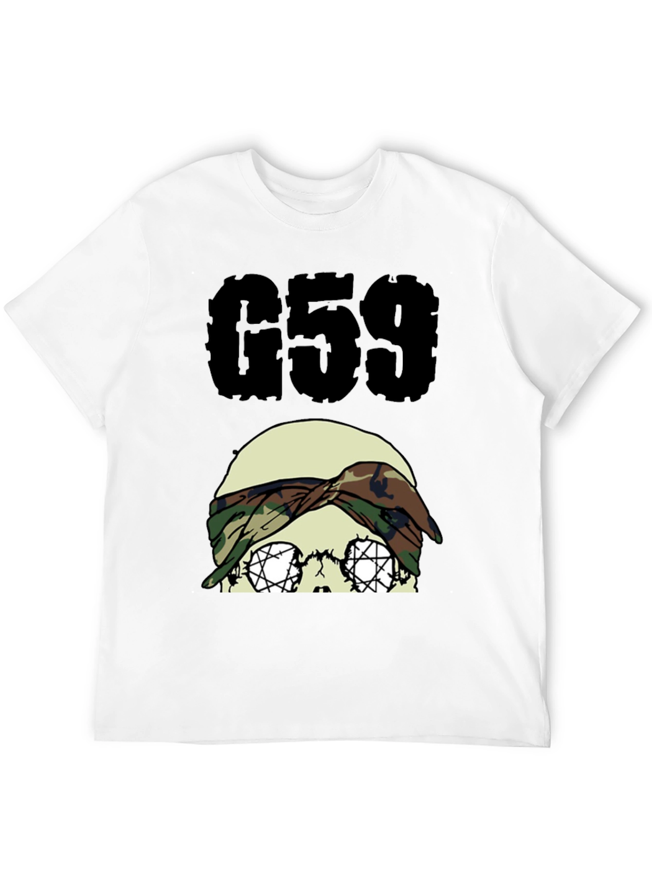 G59 Skull Camo Headband Black Graphic Tee