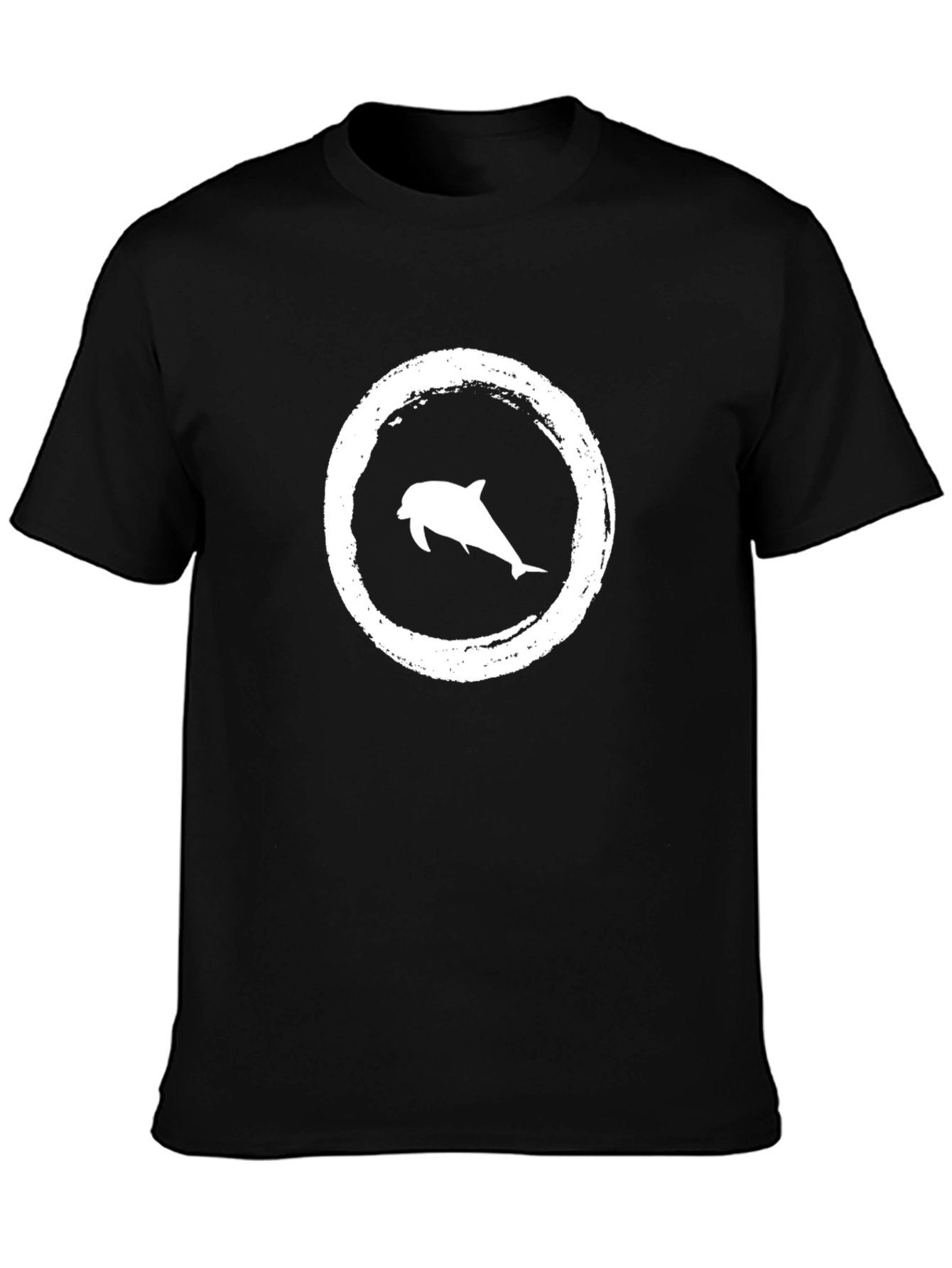 Dolphin Circle Graphic Tee - Black Casual T-Shirt