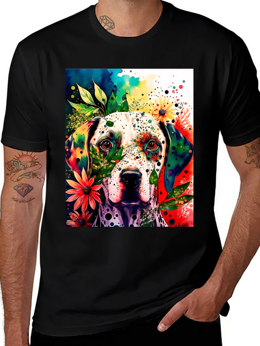 Dog Lover T-Shirt: Colorful Dalmatian Floral Design