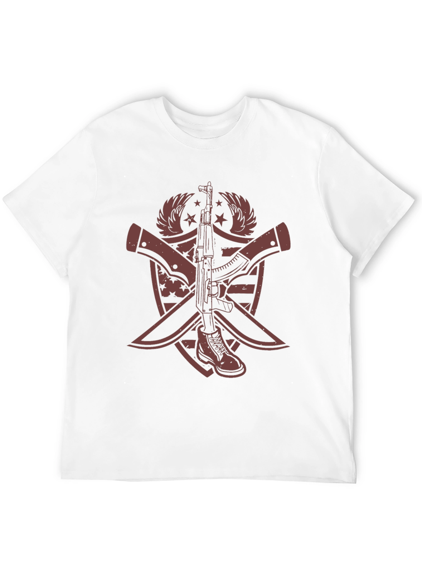 Graphic Print AK-47 & Boot T-Shirt