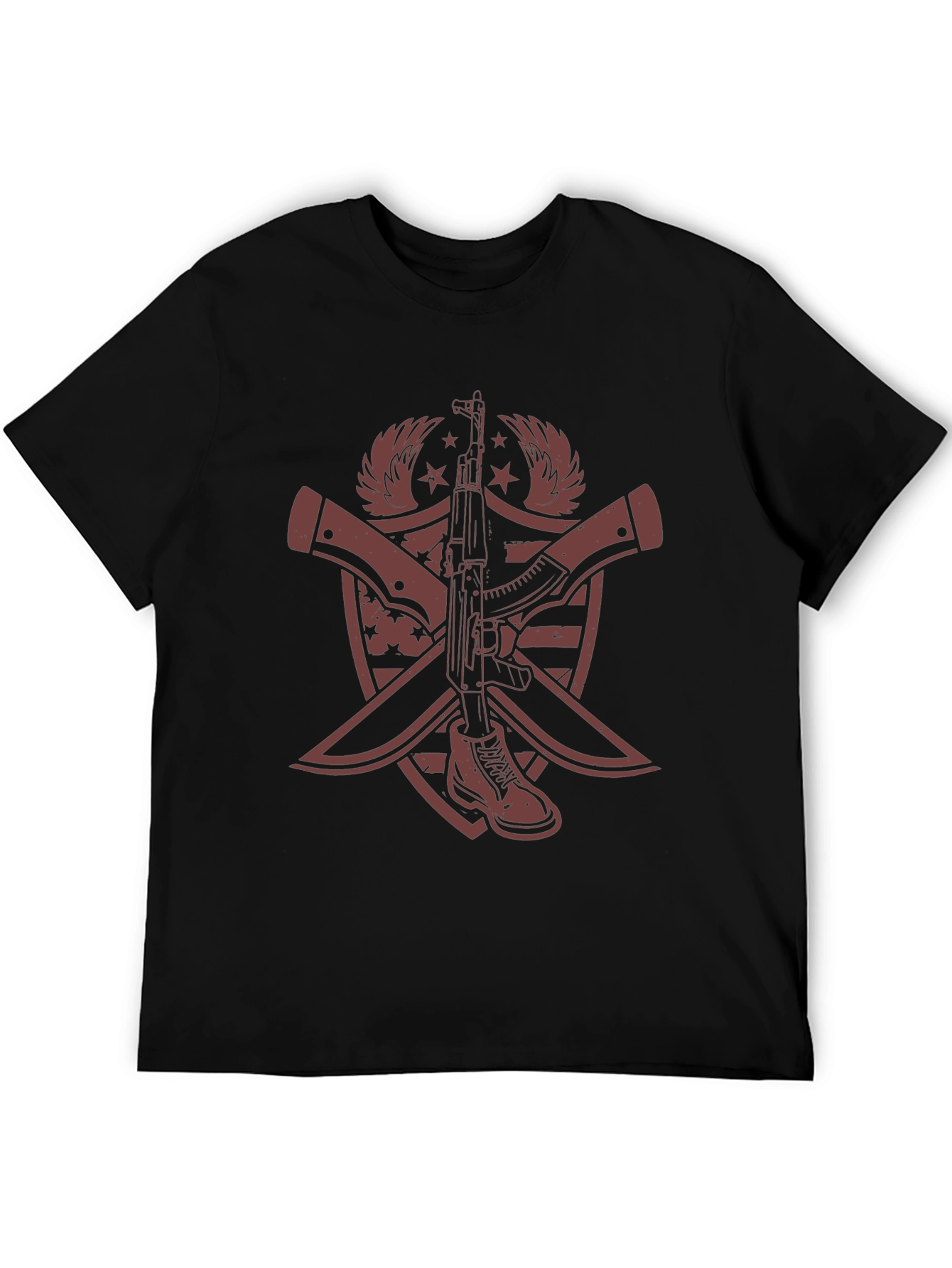 Graphic Print AK-47 & Boot T-Shirt
