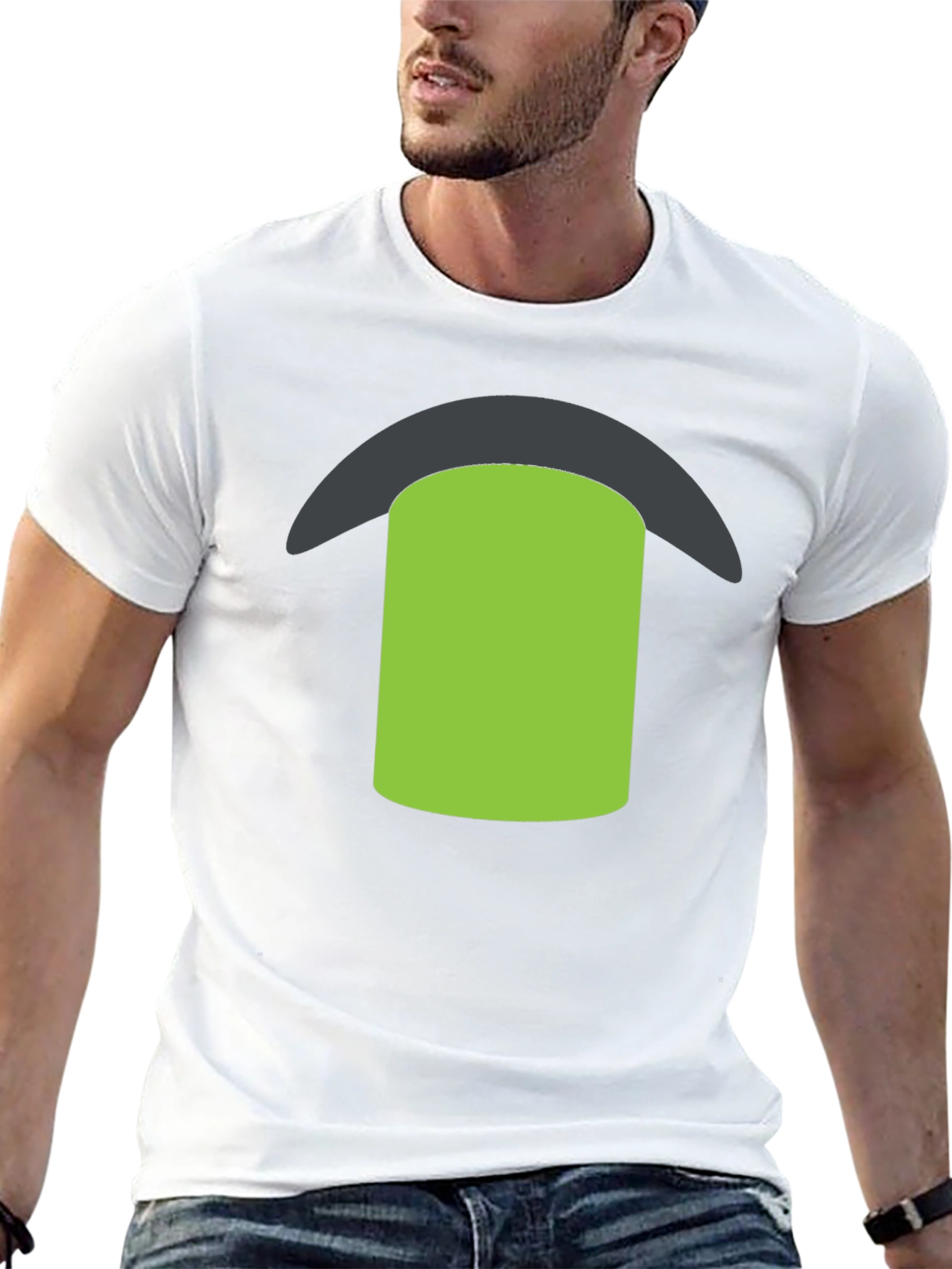 Black Tee with Green & Gray Graphic