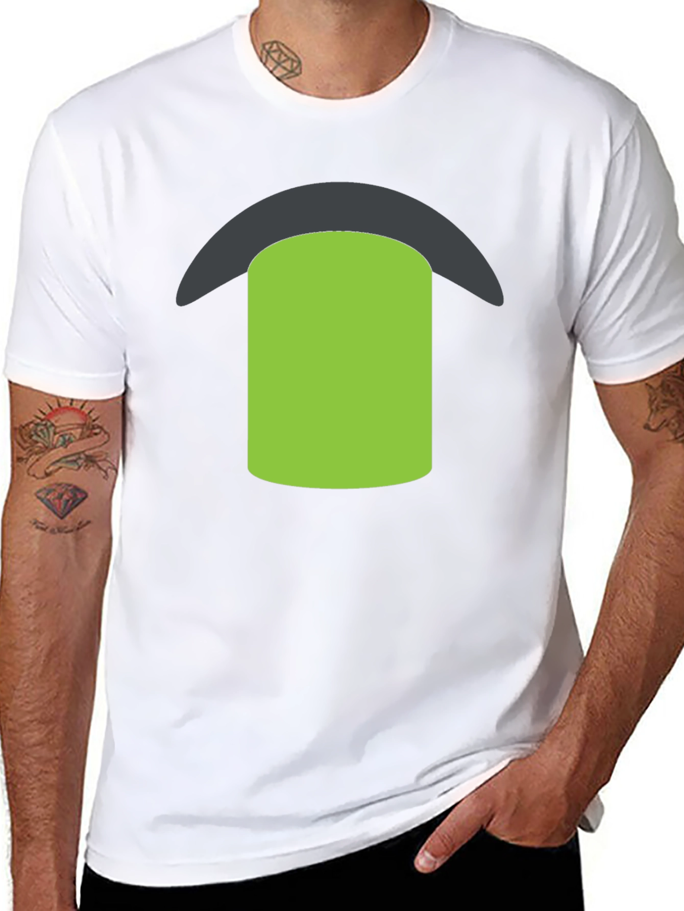 Black Tee with Green & Gray Graphic
