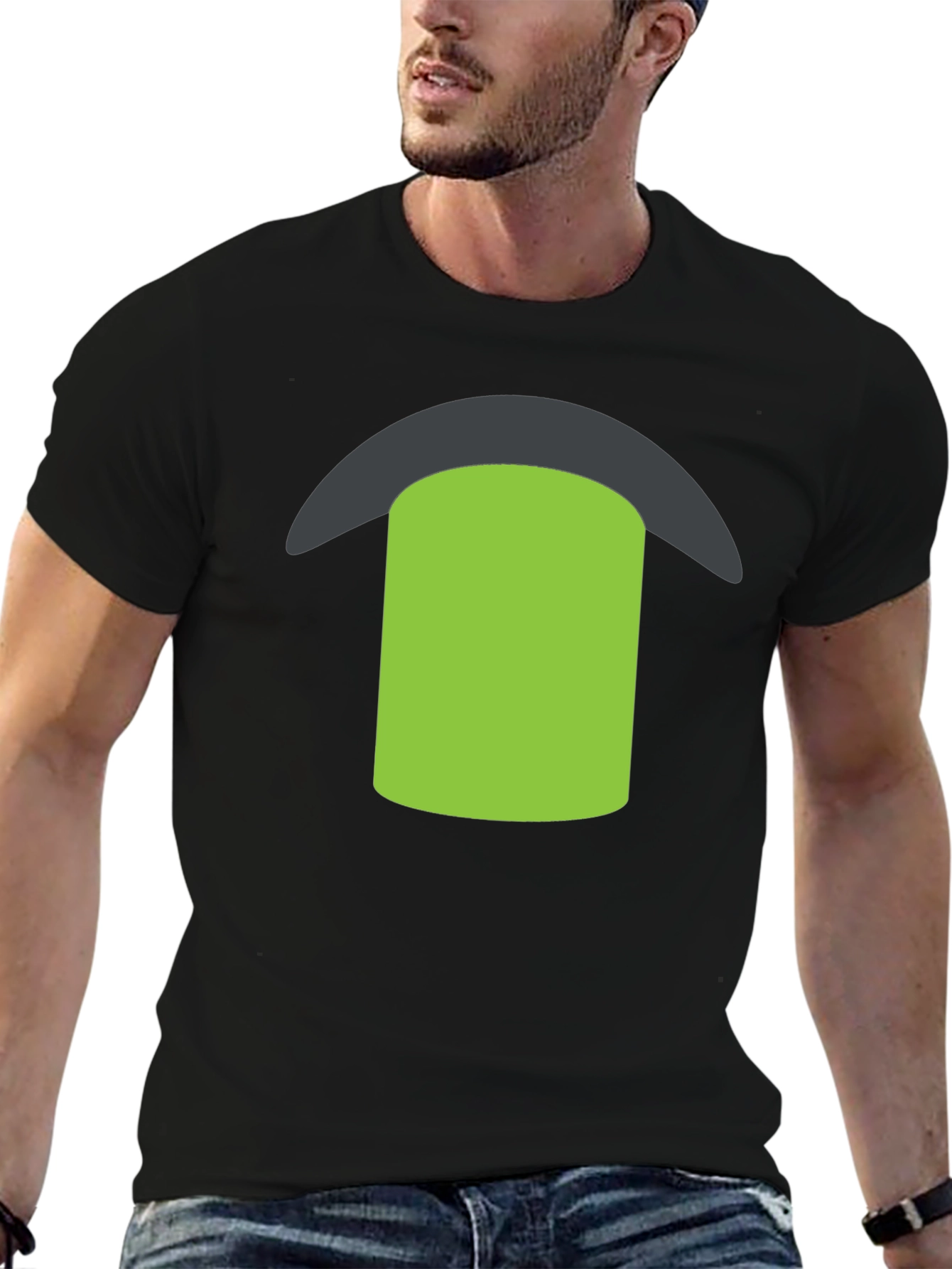Black Tee with Green & Gray Graphic