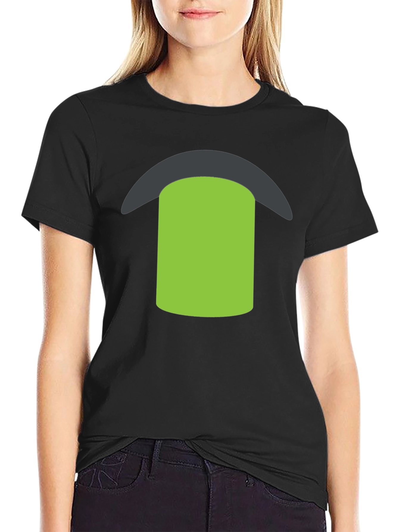 Black Tee with Green & Gray Graphic