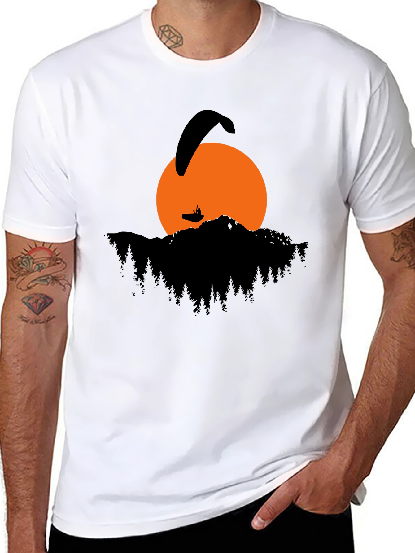 Paragliding Sunset Graphic T-Shirt