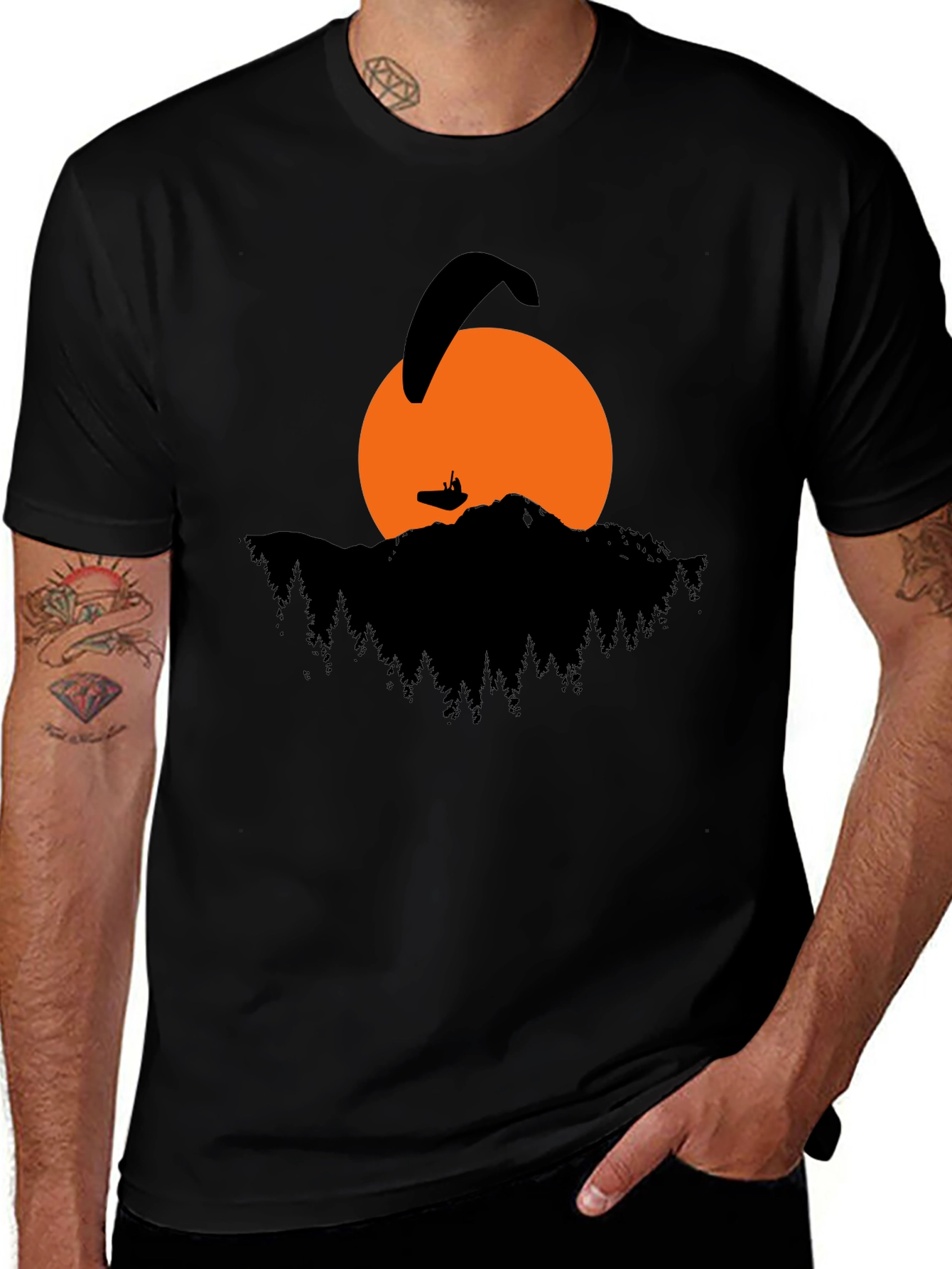 Paragliding Sunset Graphic T-Shirt