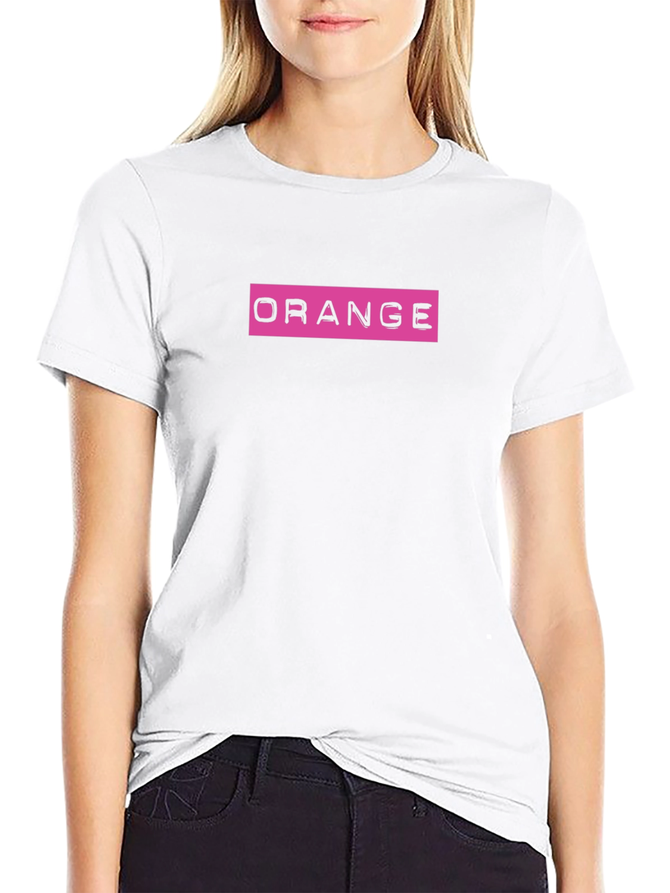 Trendy Orange Graphic Print Black T-Shirt