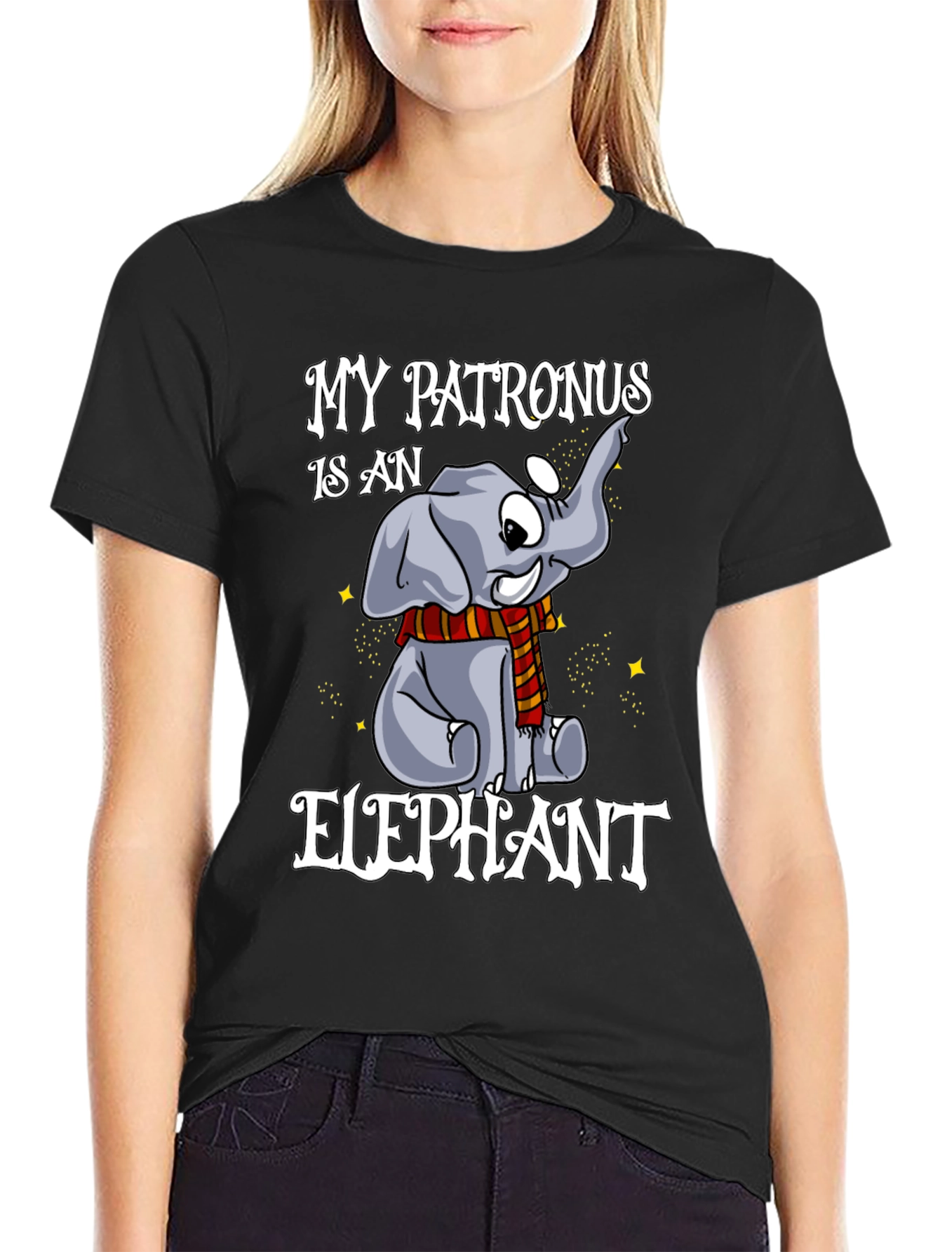 My Patronus Is An Elephant Black T-Shirt