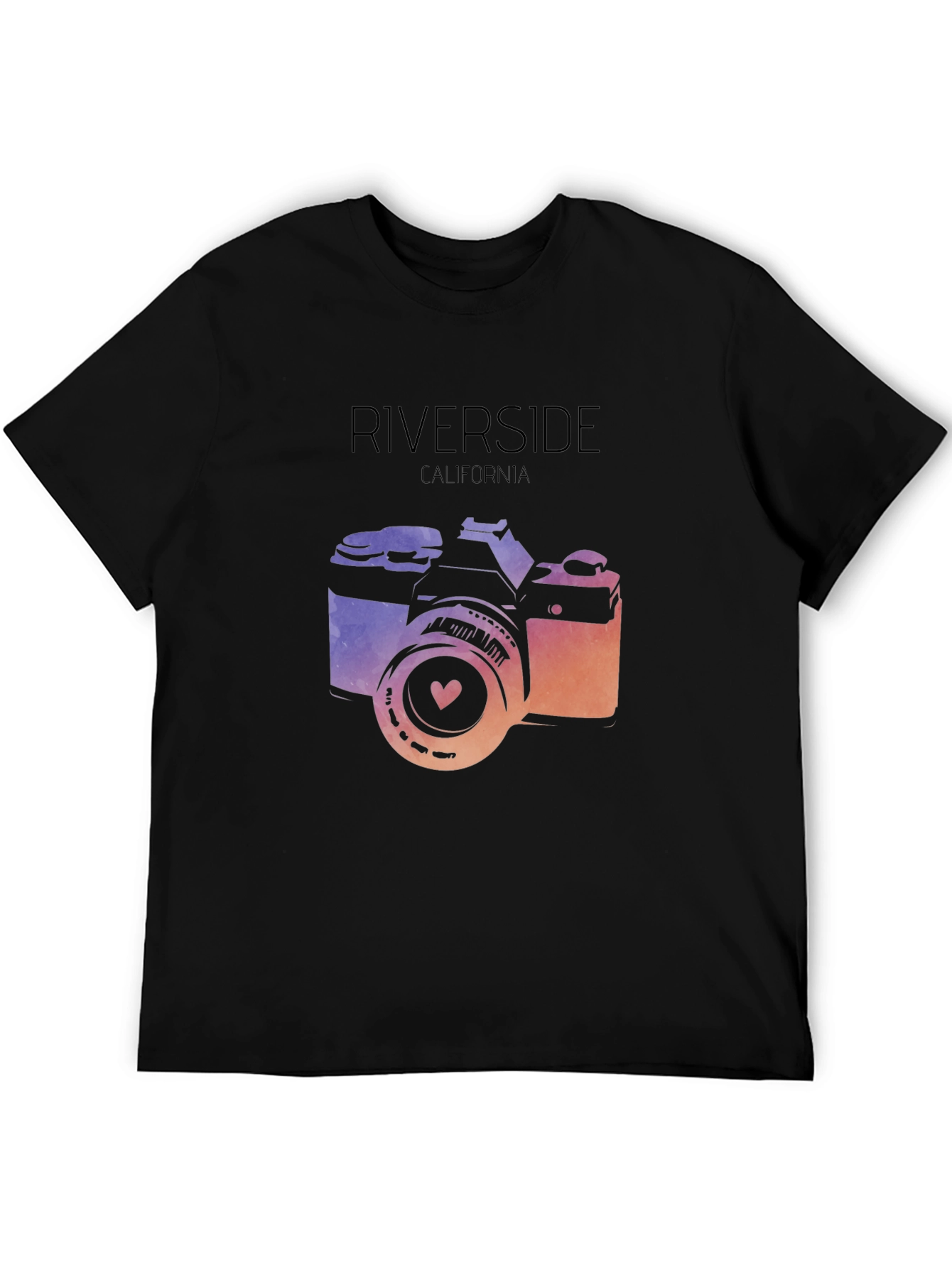 Riverside California Camera T-Shirt - Black