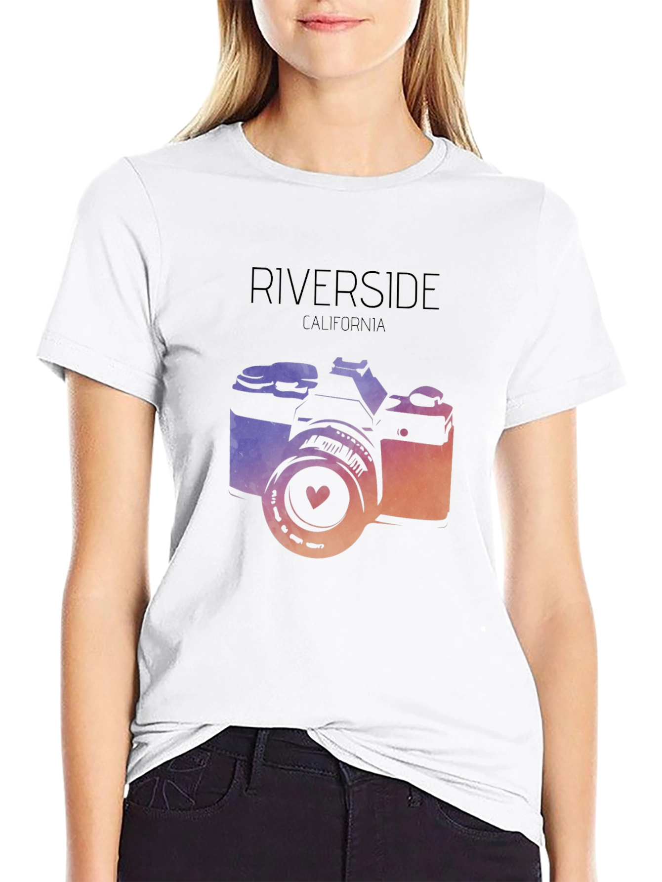 Riverside California Camera T-Shirt - Black